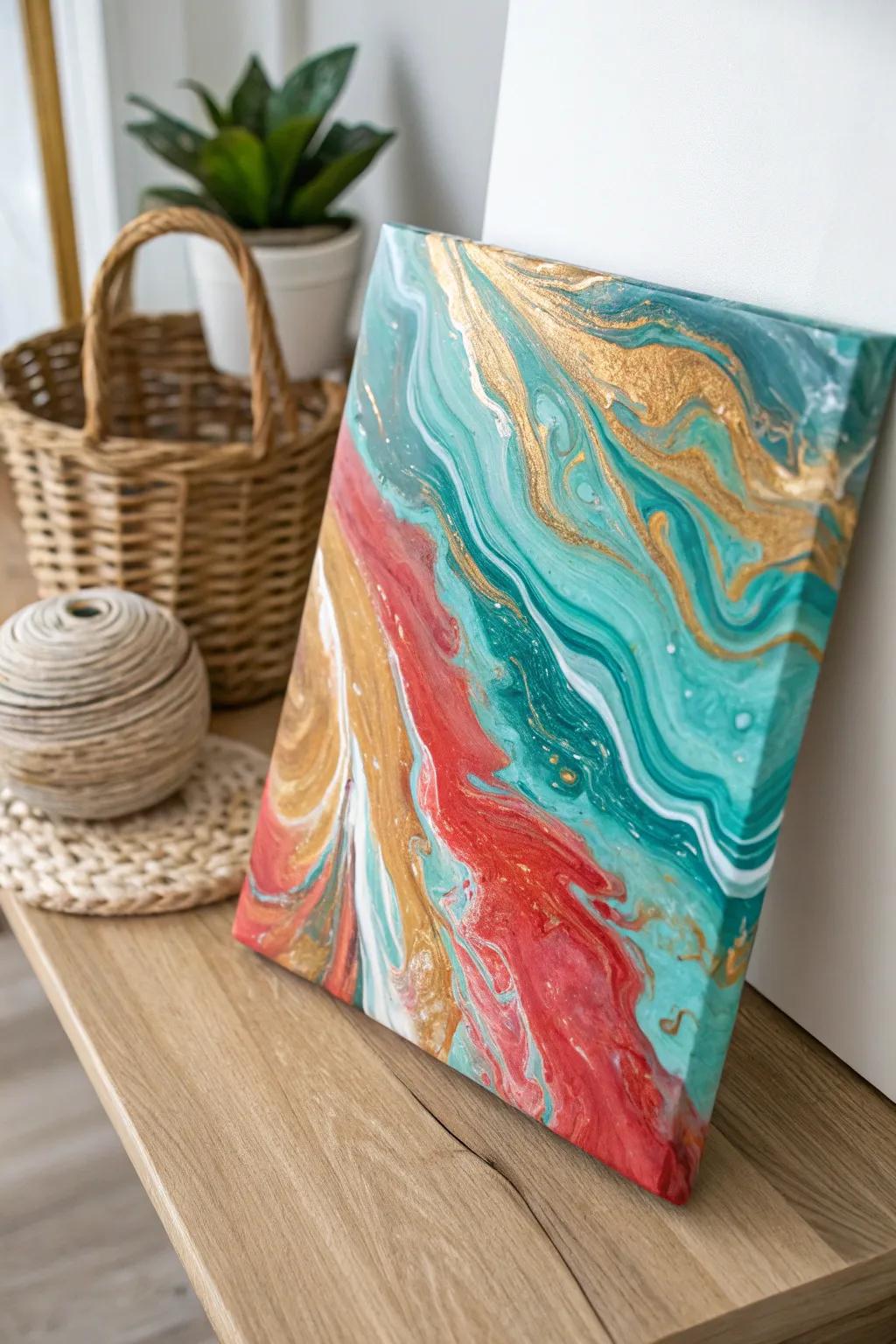Immerse yourself within the mesmerizing realm of pouring pigment and liberate your ingenuity. 🌊🎨 #FluidArt #MinimalistBoho
