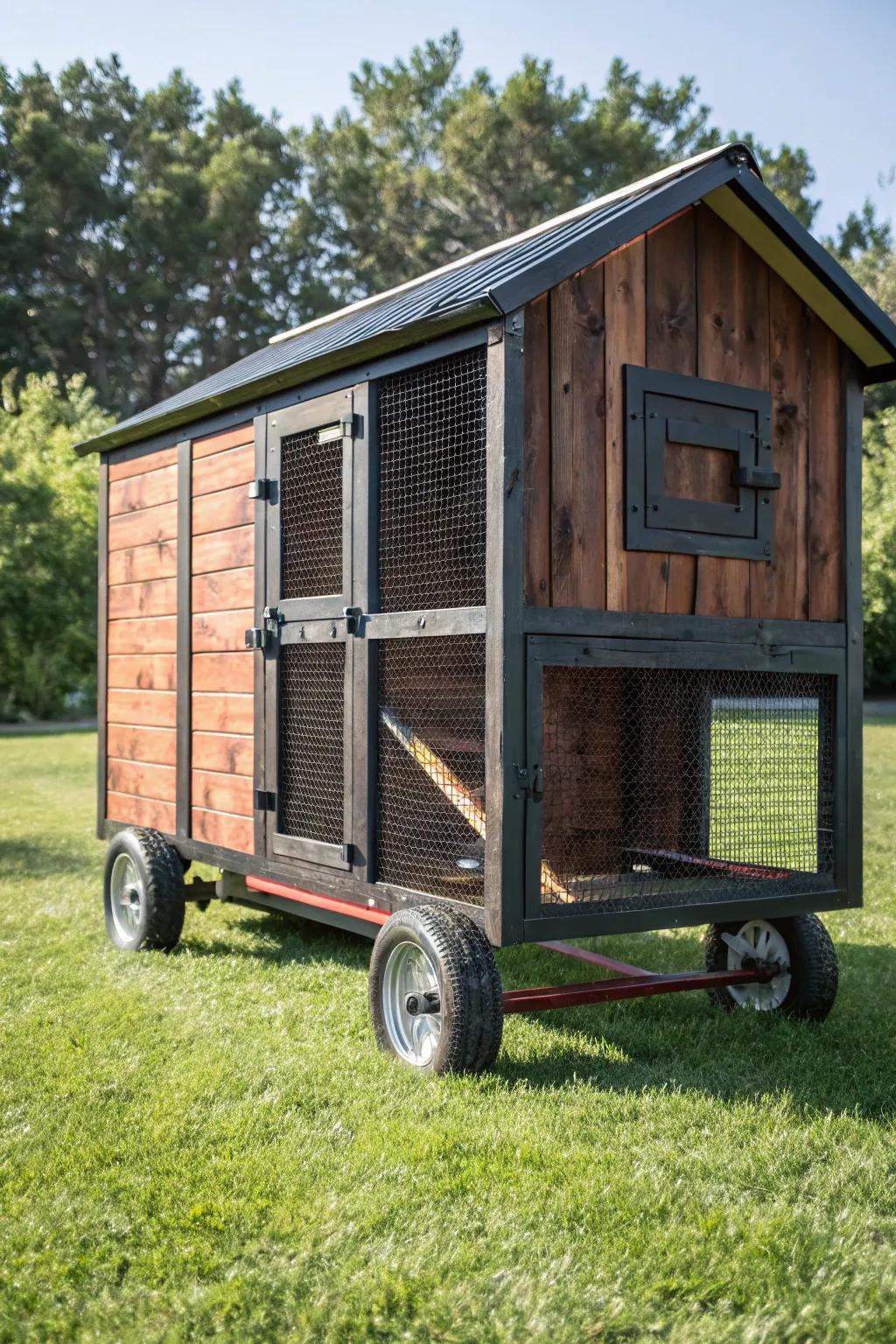 Move your turkey coop effortlessly with this chic, handcrafted design.