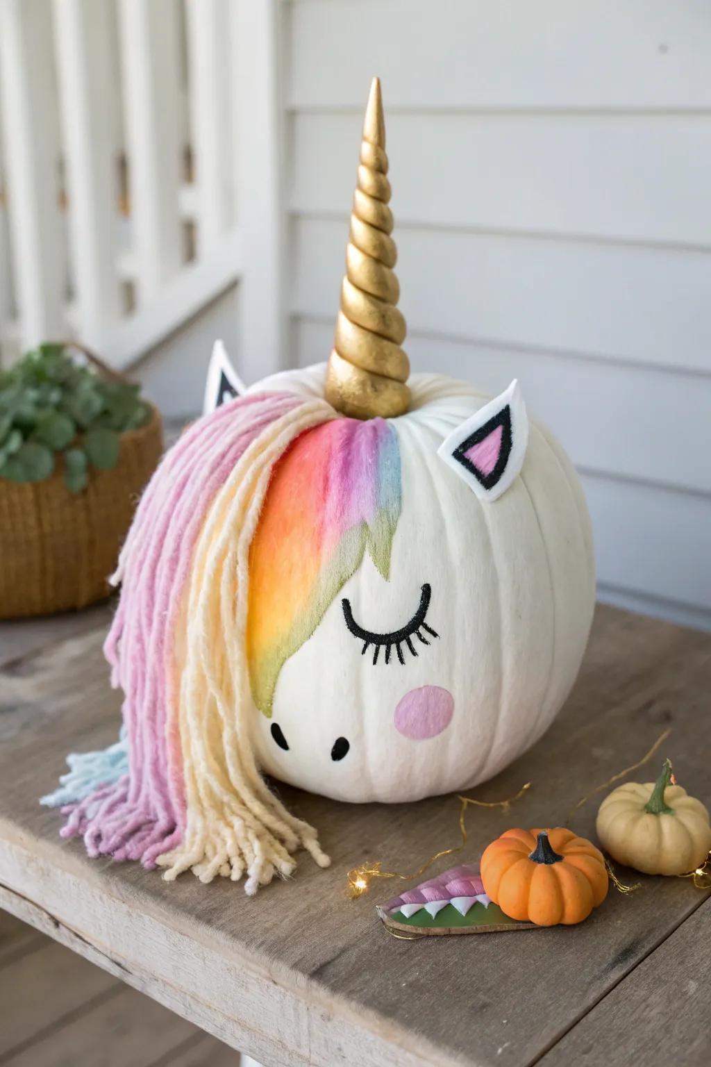 Revamp your autumnal adornments with a spectrum equine pumpkin—where whimsy converges with minimalist sophistication.