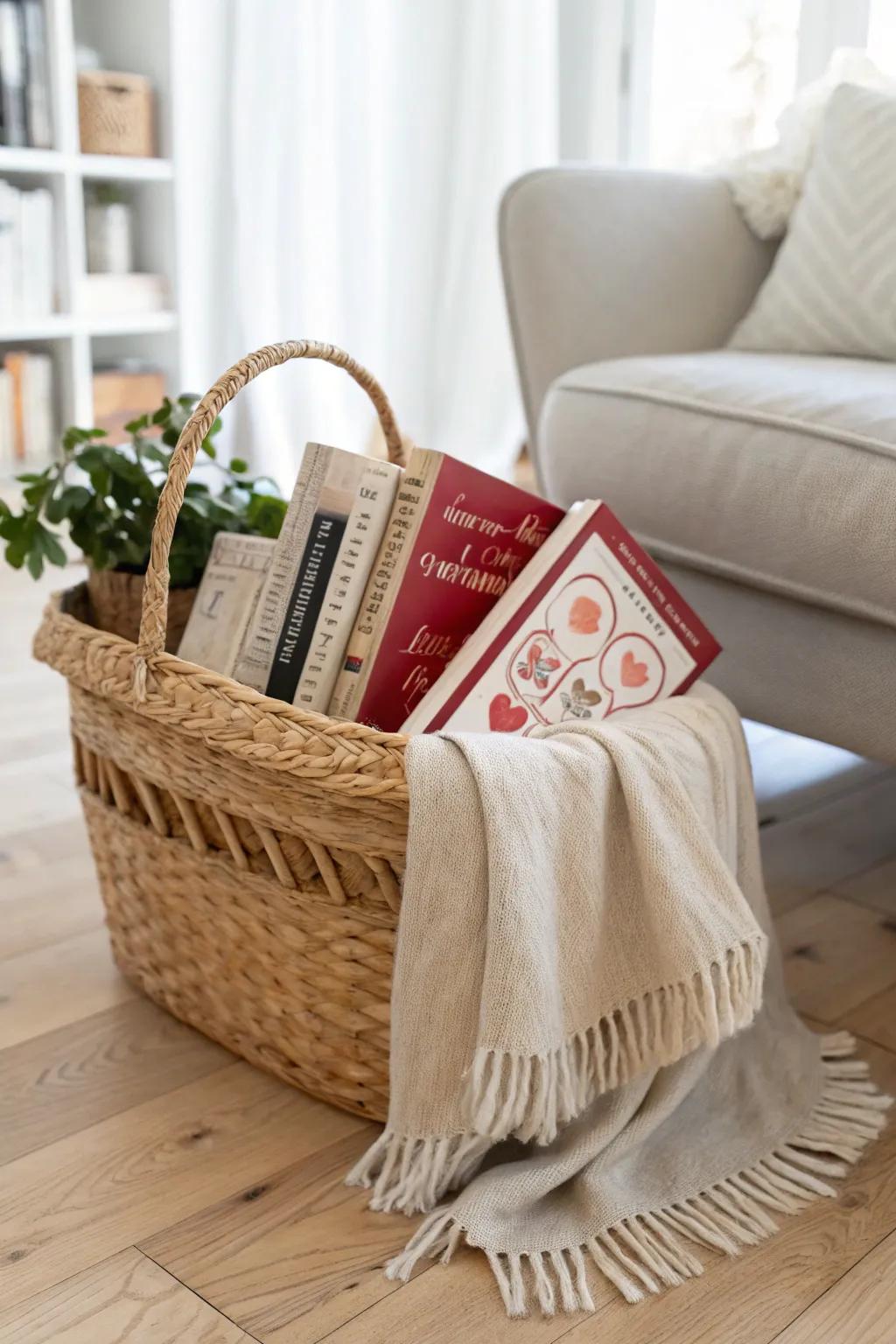 Surprise your reader with a comforting Valentine's Day basket that speaks sizes of affection and ease.