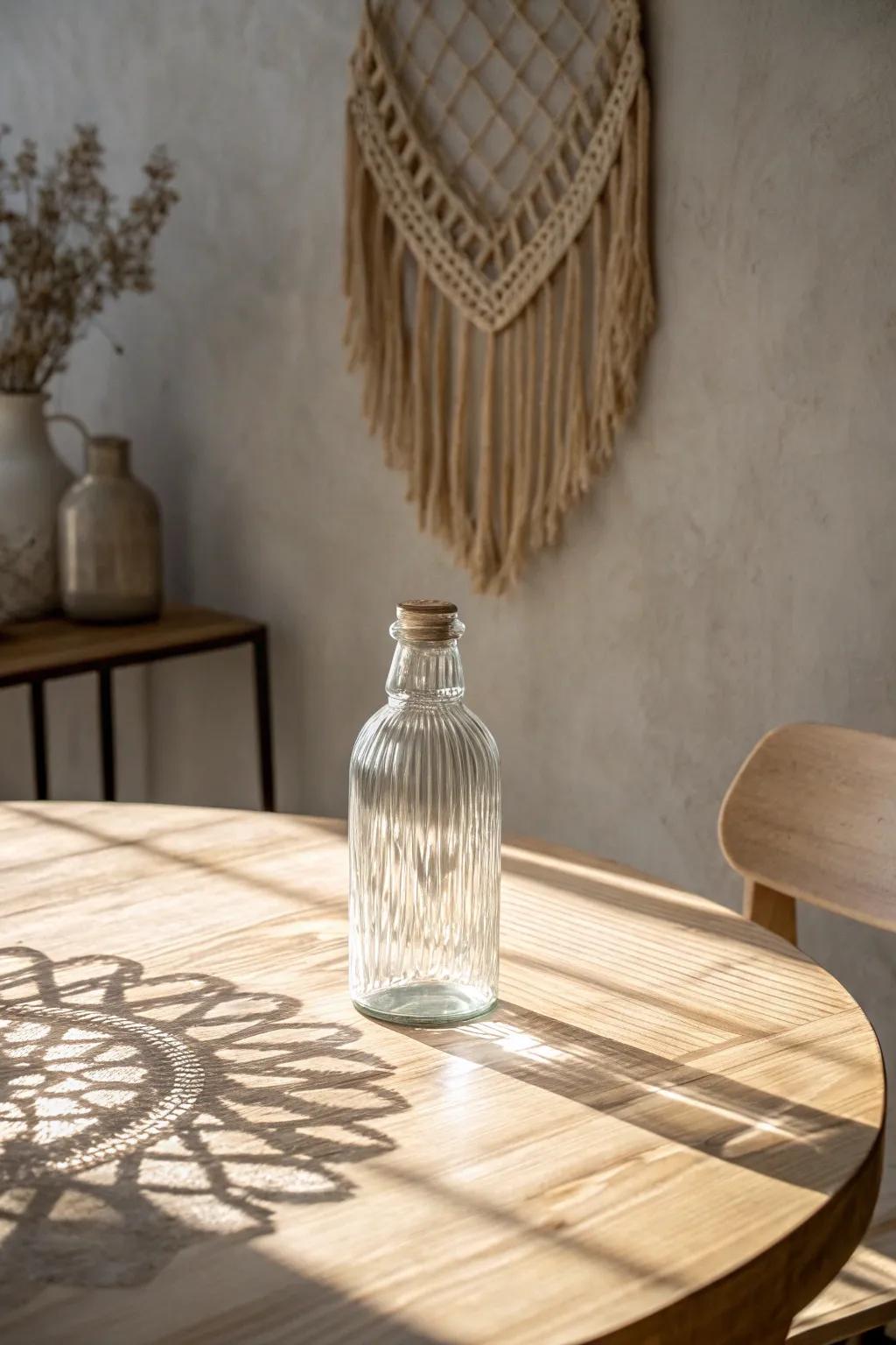 Transform your dining space into a tranquil art exhibit, illuminated by the enchantment of shadows.