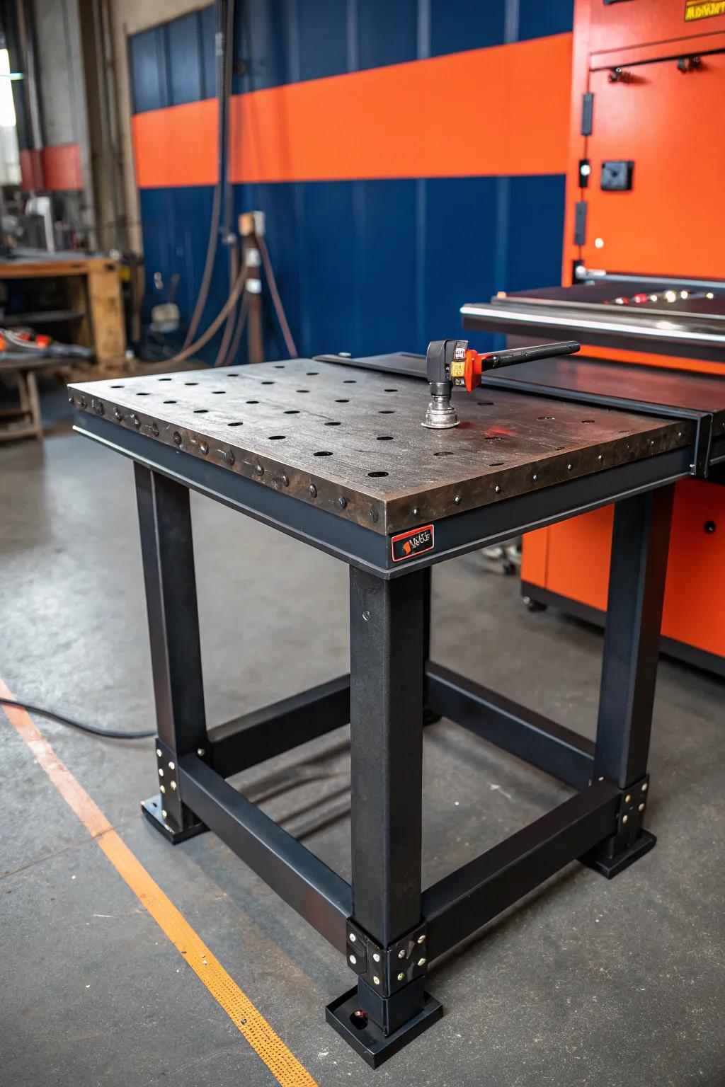 Elevate your artistry through an elevation-flexible welding table, uniting comfort with precision.
