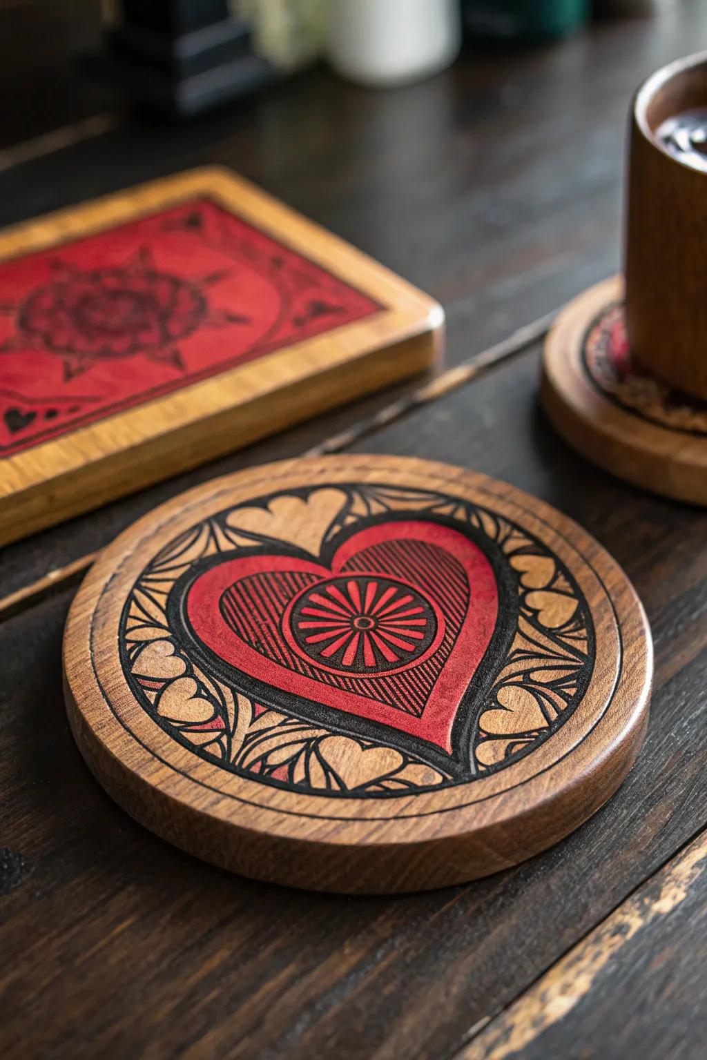 Ignite romance with intricately crafted heart motifs—perfect for your cozy coffee moments.