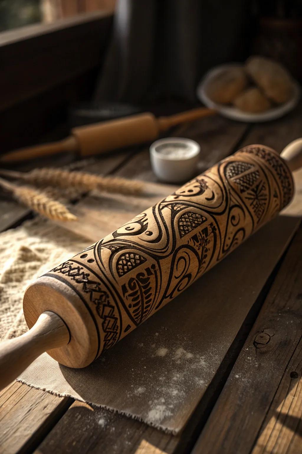 Elevate your baking with artisan-etched rolling dowels that transform dough into a work of art.