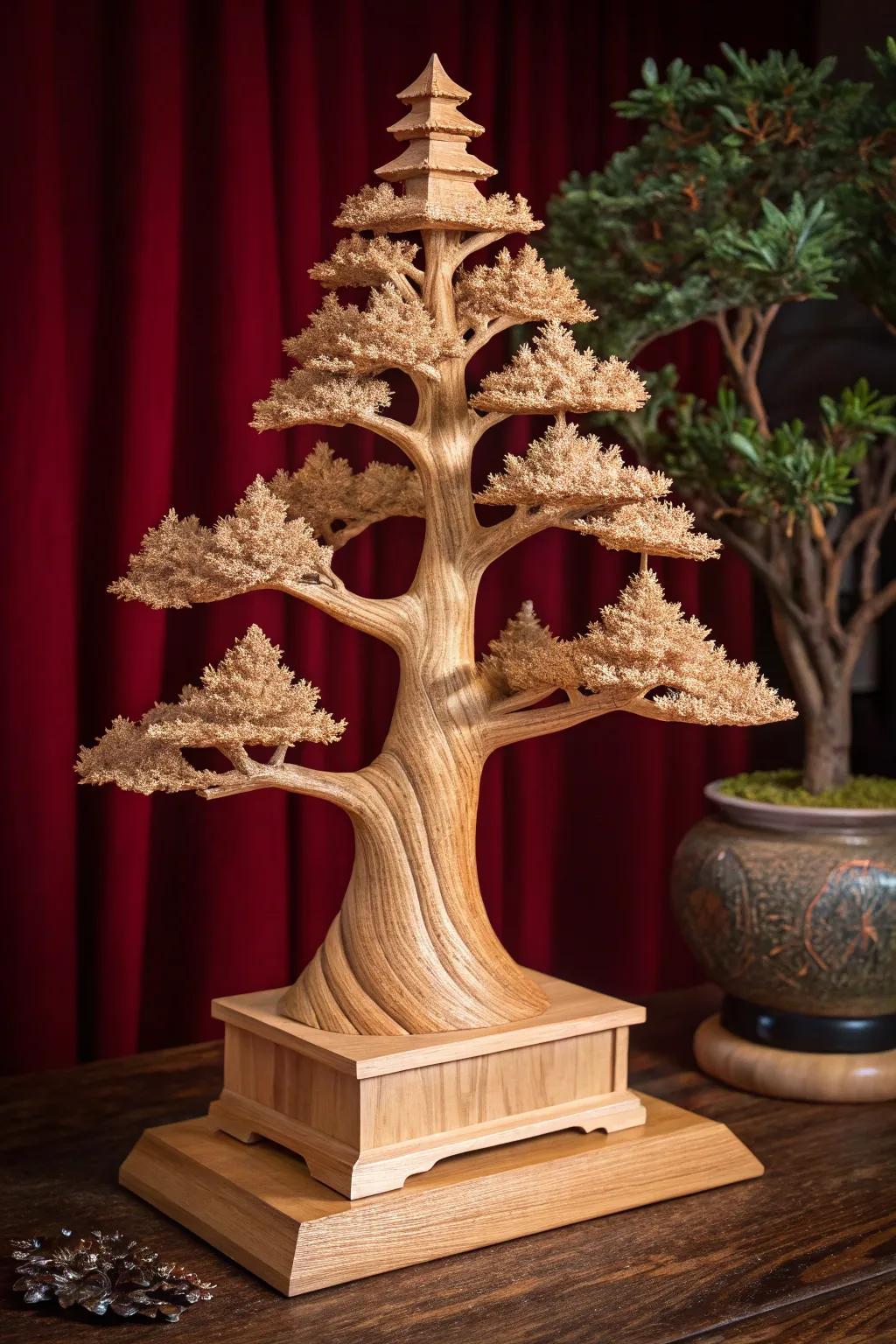 Enrich your holiday aesthetic with this remarkable 3D wood sapling masterpiece, a testament to exceptional craftsmanship.