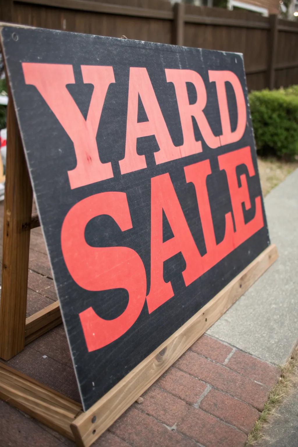 Make a statement with massive typography at your subsequent garage sale!