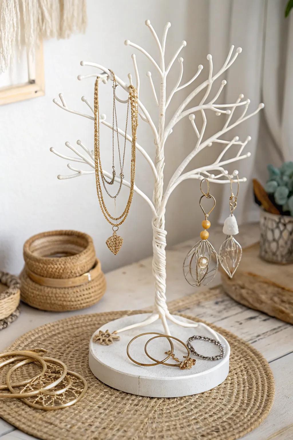 Repurpose your style with this chic wire clip jewelry display—where simplicity aligns with elegance!