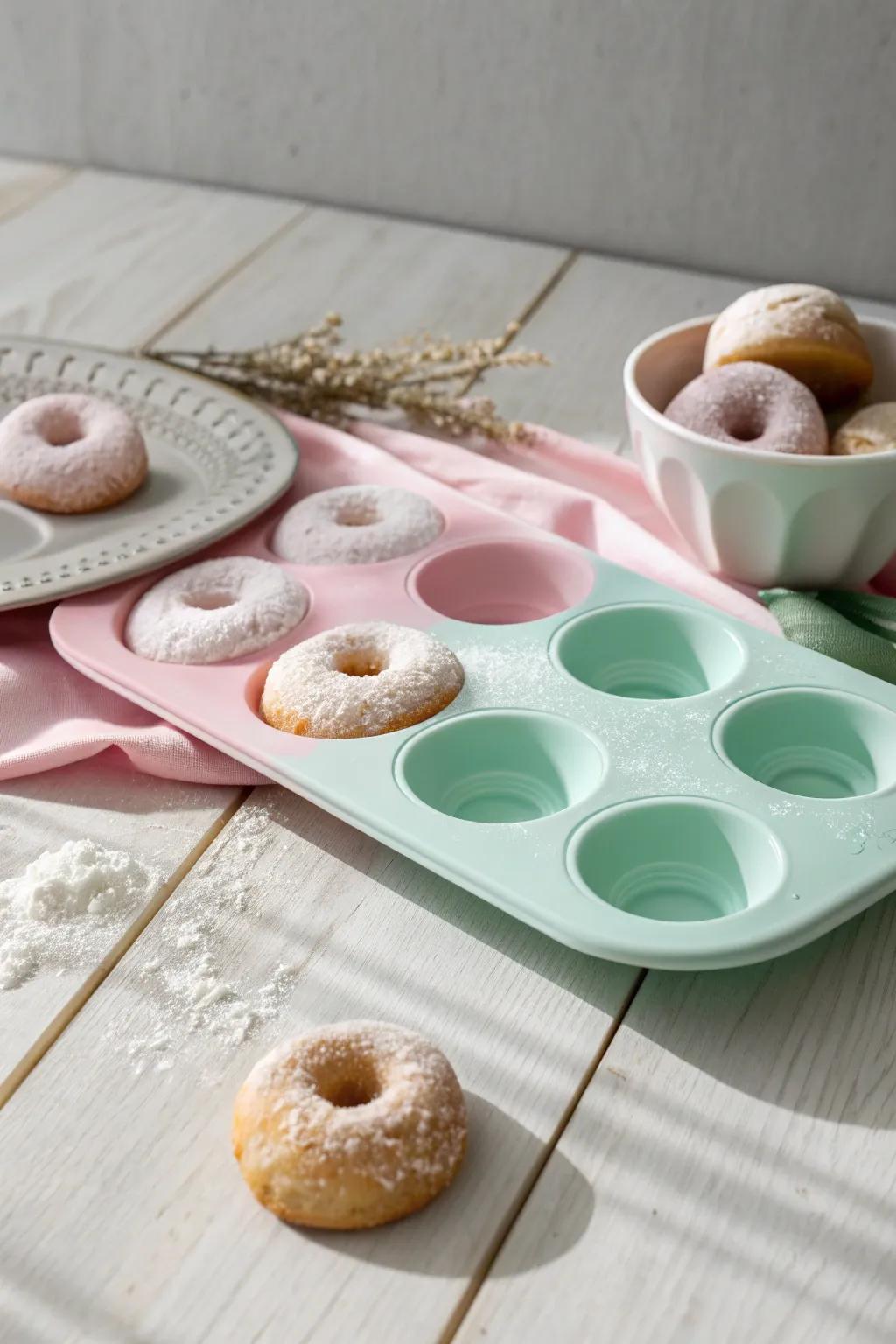Add a whimsical touch to your baking with these delightful silicone donut pans!