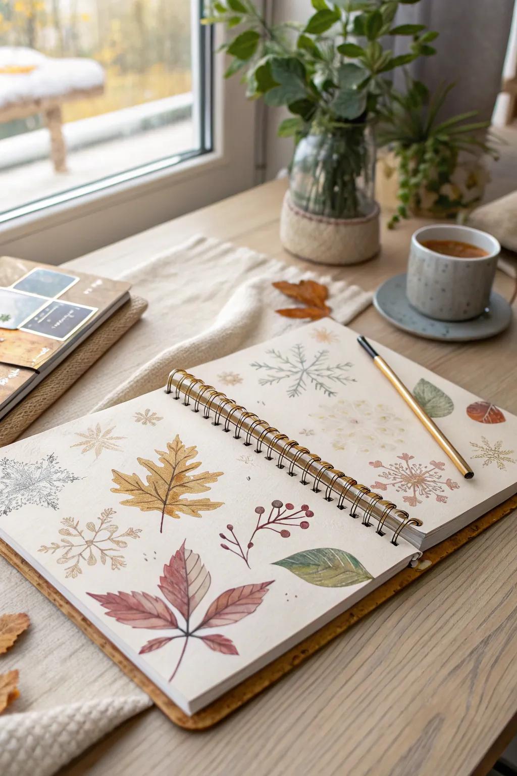 Capture the essence of the season in your art journal, where nature’s beauty meets creativity.