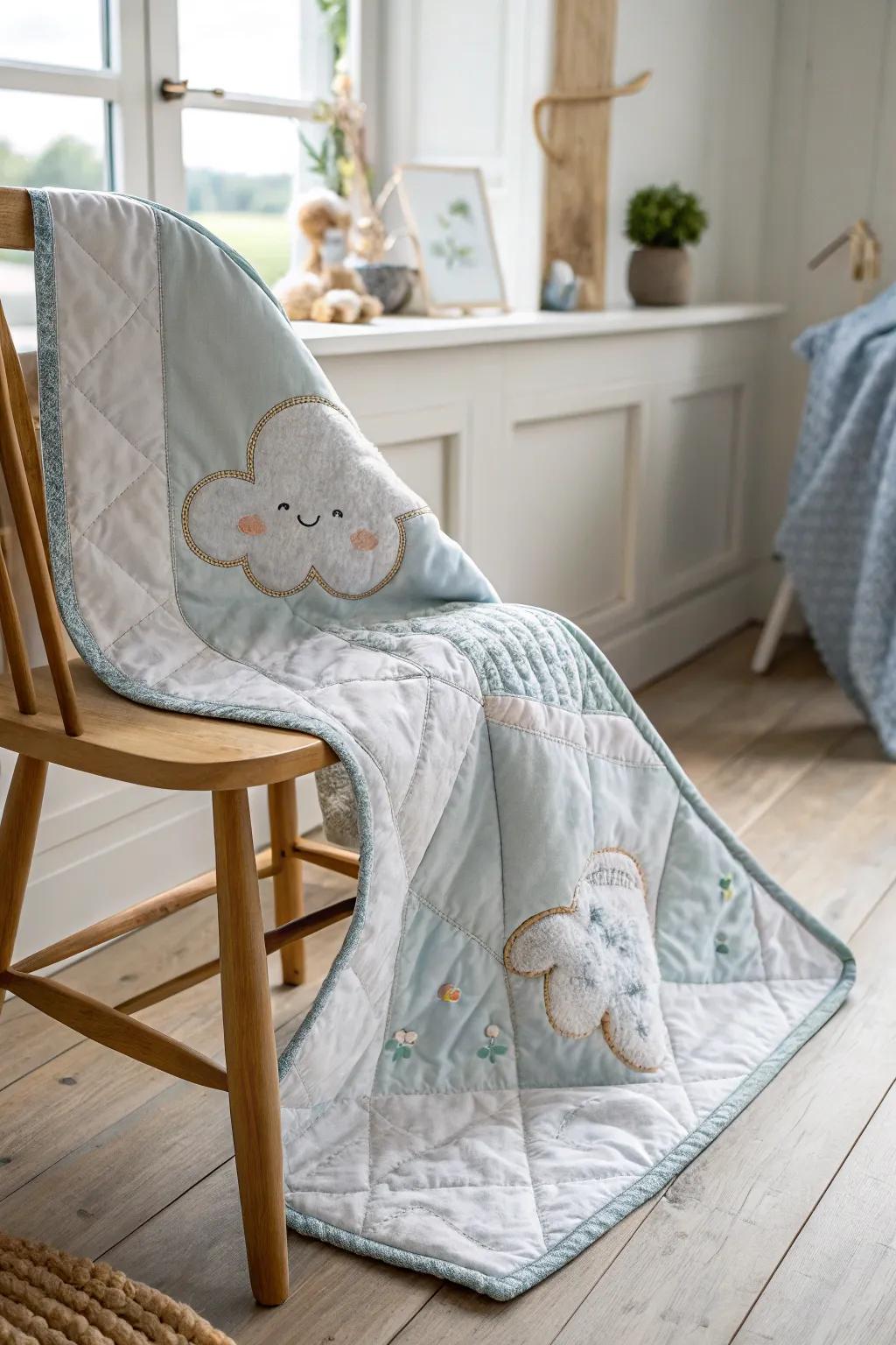 Envelop your little one in nimbus-tender comfort with this beautifully crafted quilt, the quintessential fusion of Scandinavian simplicity and boho charm.