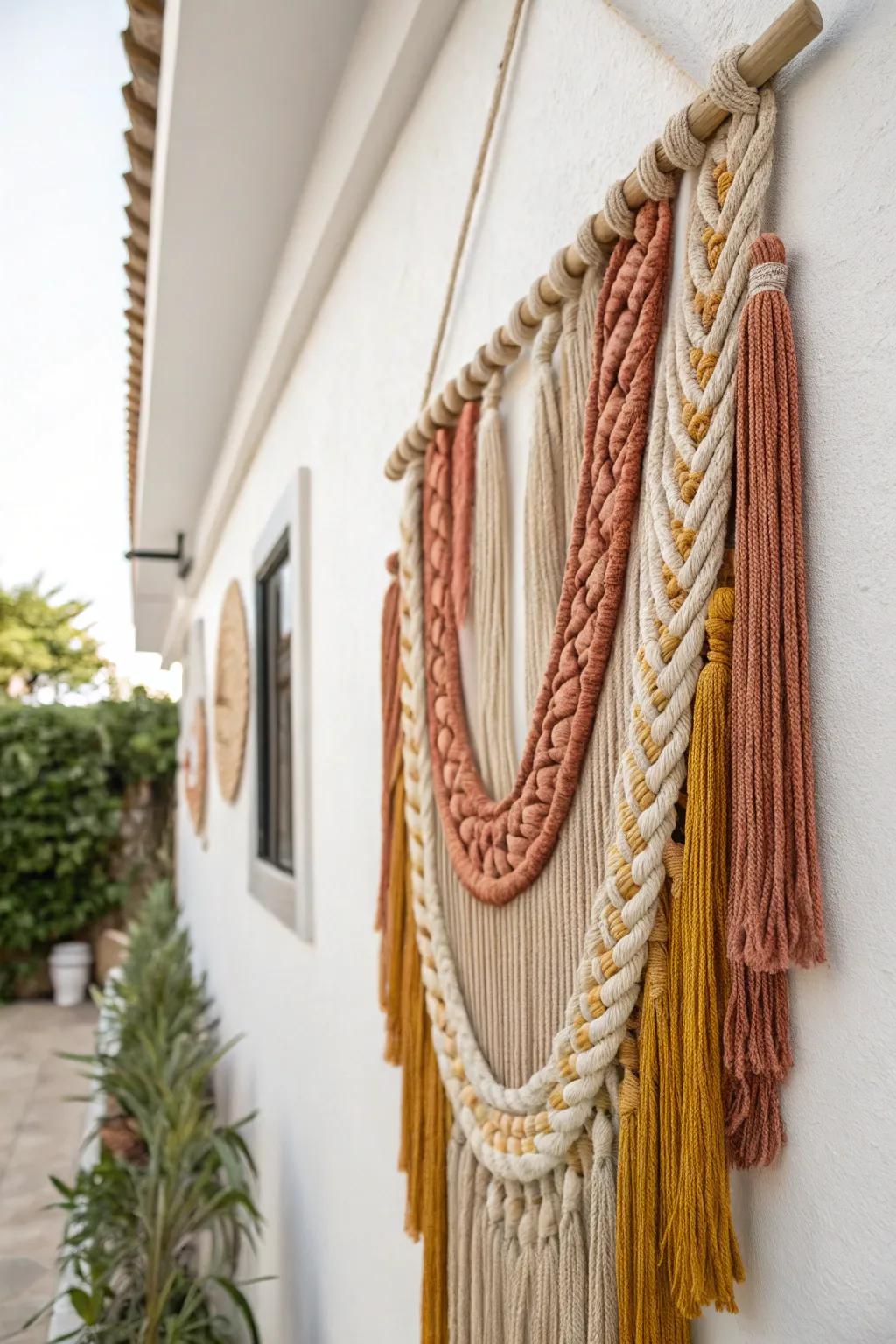 Add a burst of color and boho charm with this painted string wall hanging, ideal for minimalist spaces!