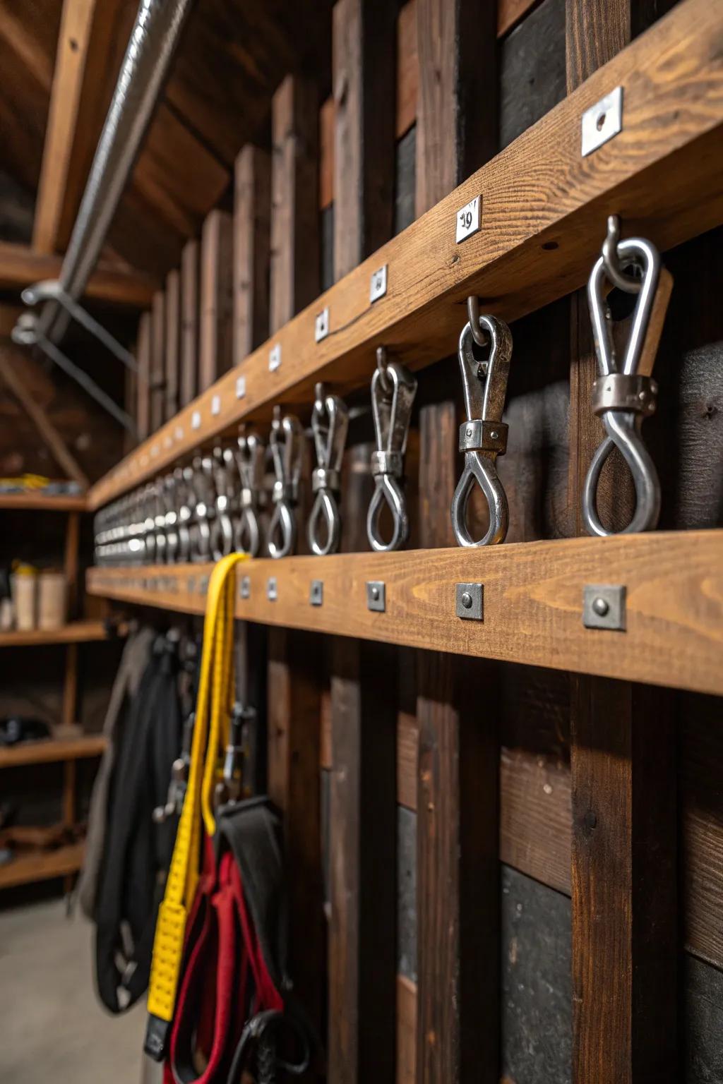 Transform your shed with the versatile beauty of a mounted cleat system.