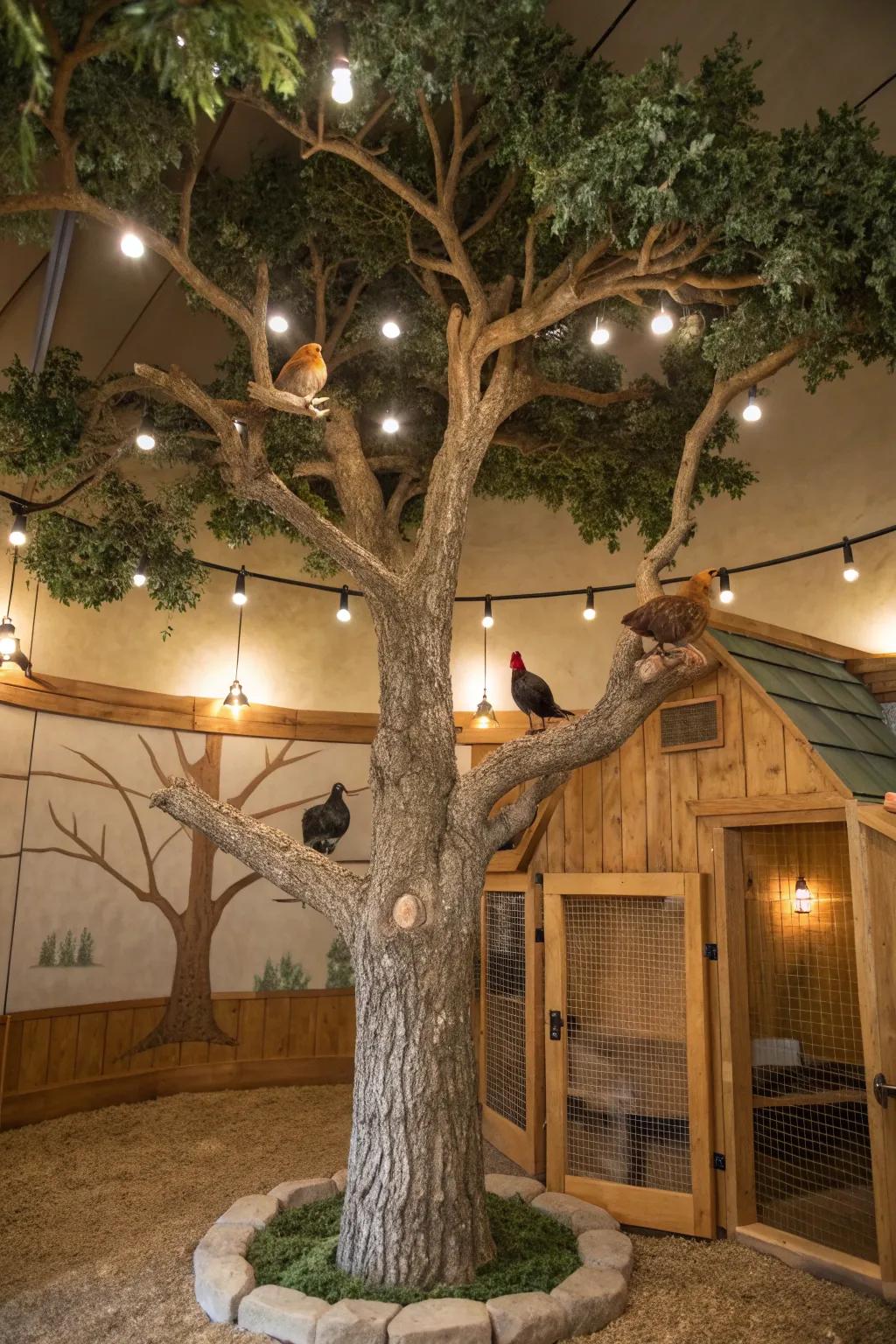 Transform your chicken coop into a captivating haven with a striking roosting arbor centerpiece.
