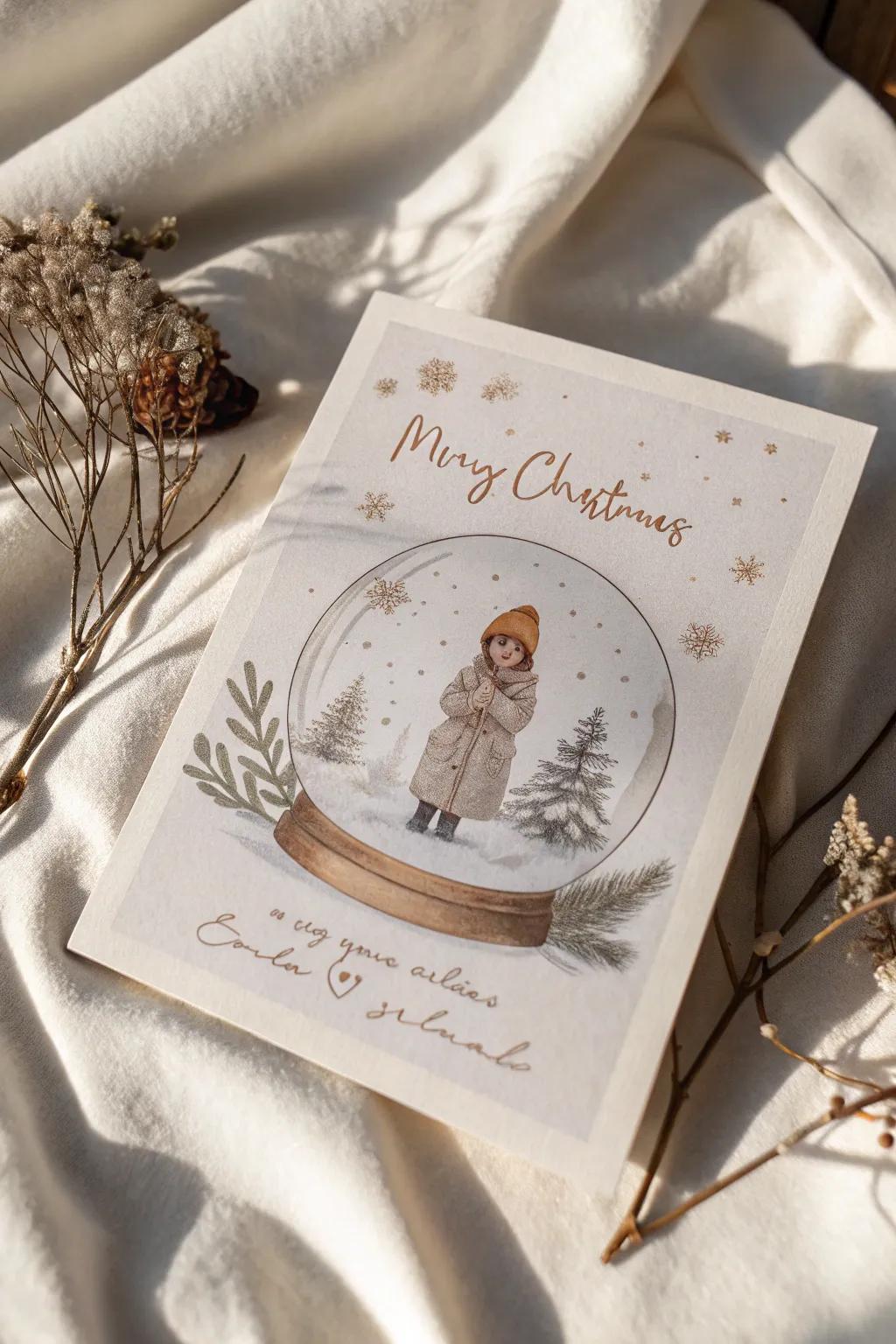 Capture the enchantment of the season with individualized glitter ball cards that cherish every smile.