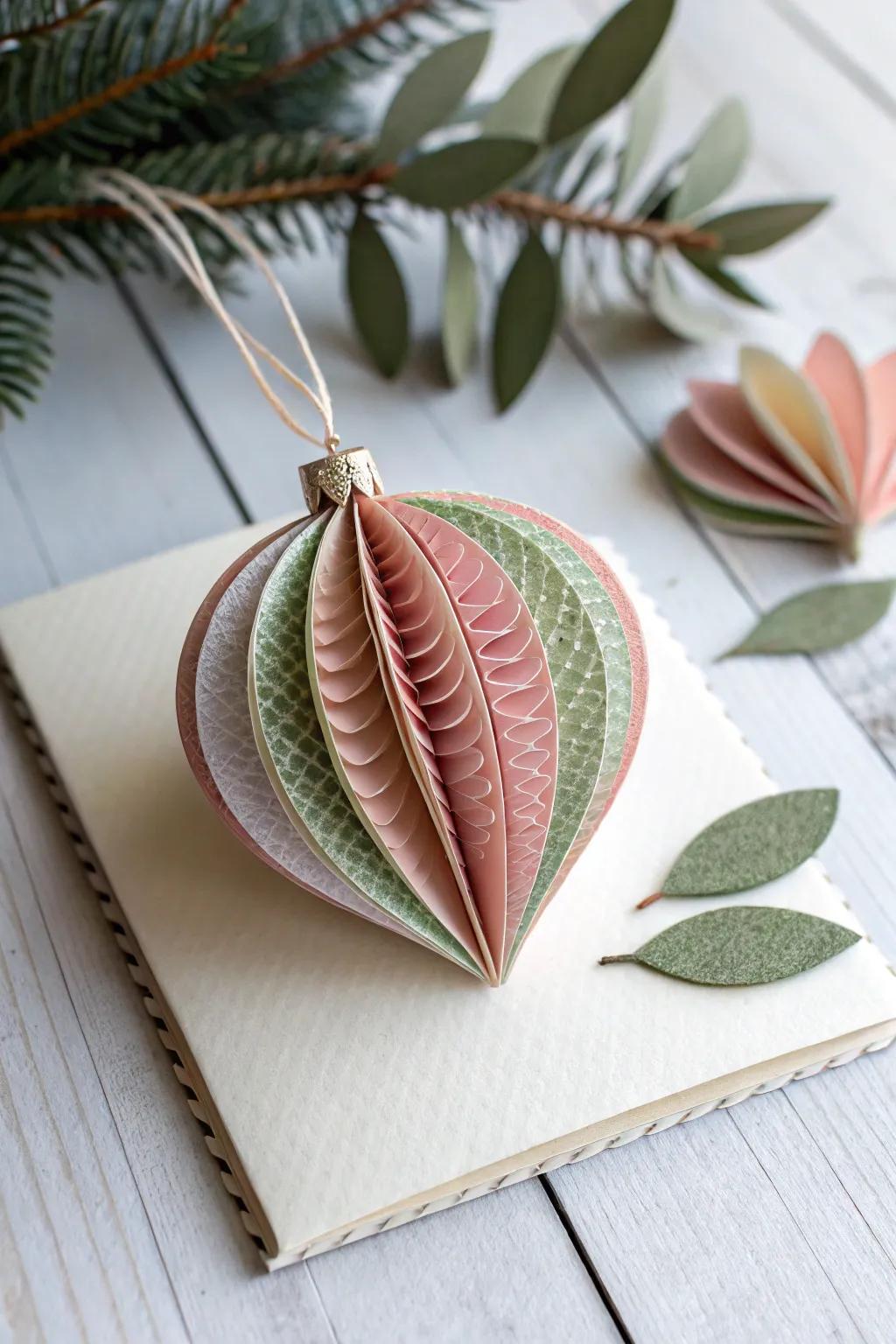 Revel in the artistic expression of unpretentiousness this Christmas through a handcrafted tiered bauble card.