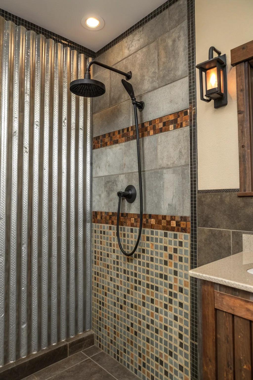 Elevate your shower design with the perfect blend of industrial and elegant materials.