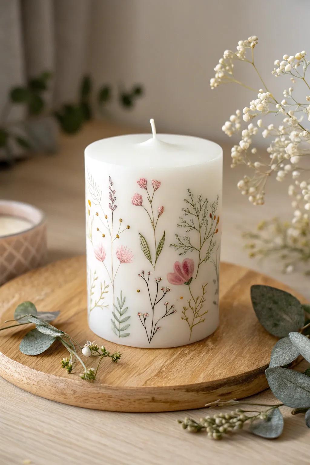 Infuse a hint of innate charm into your abode through these splendid floral wax lights. Ideal for conceiving an elegant centerpiece.