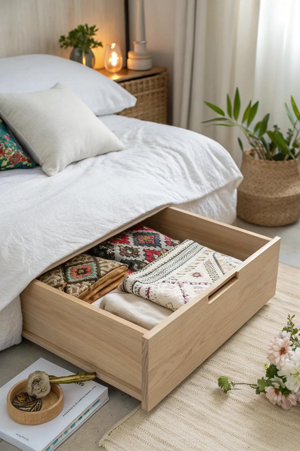 Find style in keeping things neat with under-bed storage for your cross-stitch treasures.