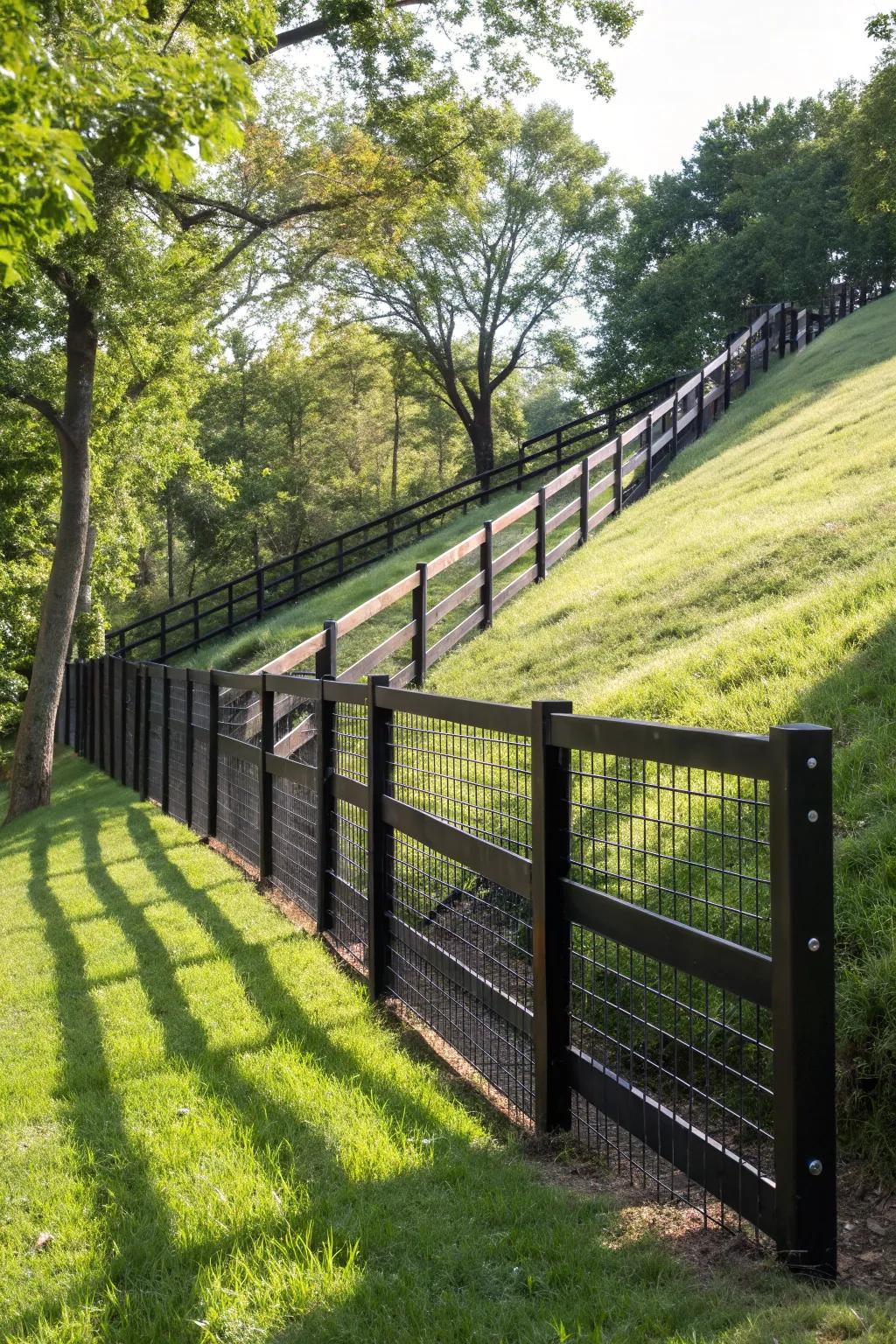 Elevate your garden's style and security with an incline-savvy deer barrier.