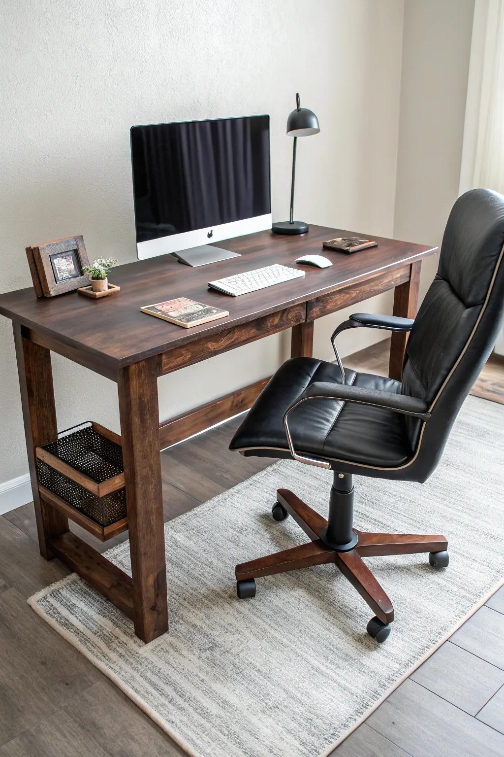 Enhance your workspace with a chair-optimized desk design that prioritizes both comfort and style.