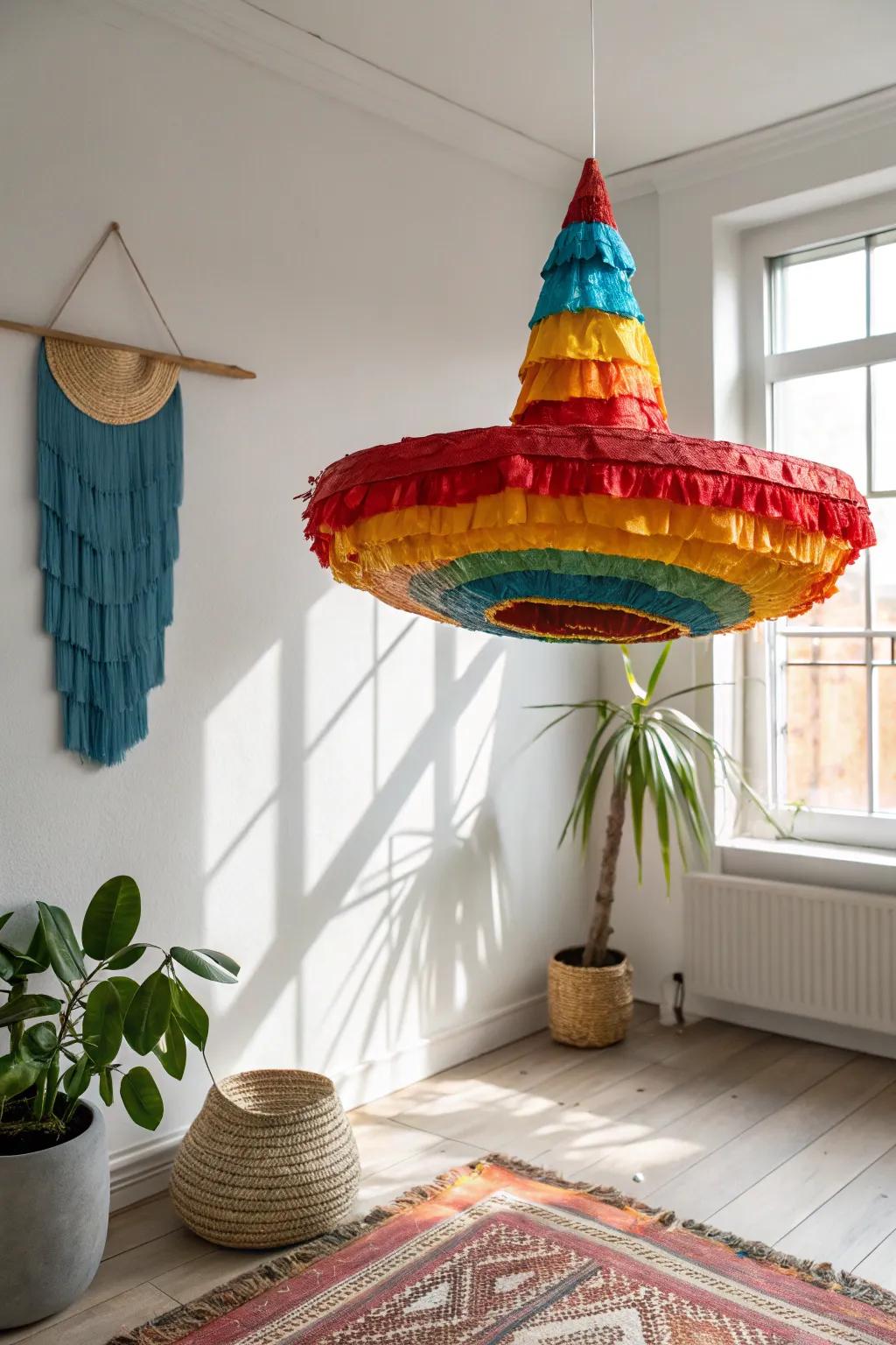 Introduce a splash of fiesta into your minimalist area with this charming DIY sombrero piñata!