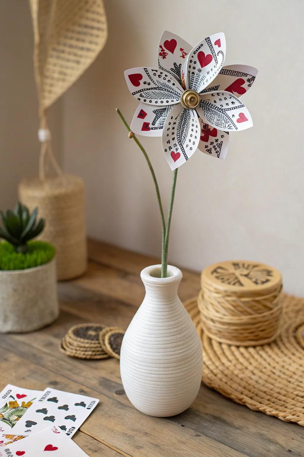Elevate your decor with a hint of fantasy and sophistication—DIY playing card flowers that remain perpetually fresh.