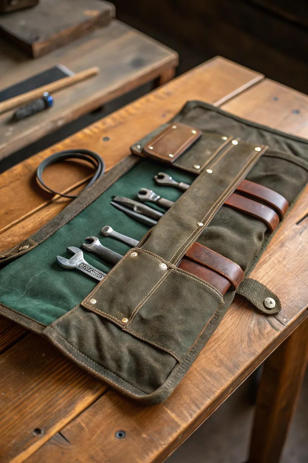 With this handcrafted DIY tool roll, you can keep your tools secure and fashionable.