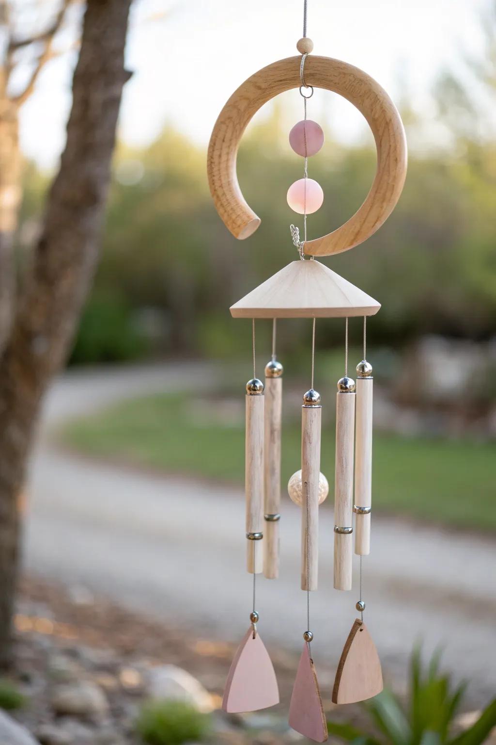 Embrace tranquility with this minimalist wind chime mobile, where Scandinavian simplicity merges with Bohemian grace. 🌿✨