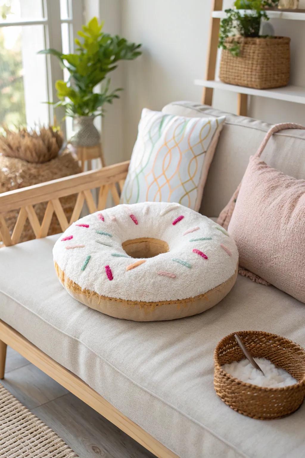 Introduce a sweet element of comfort to your area with this charming pastry pillow!