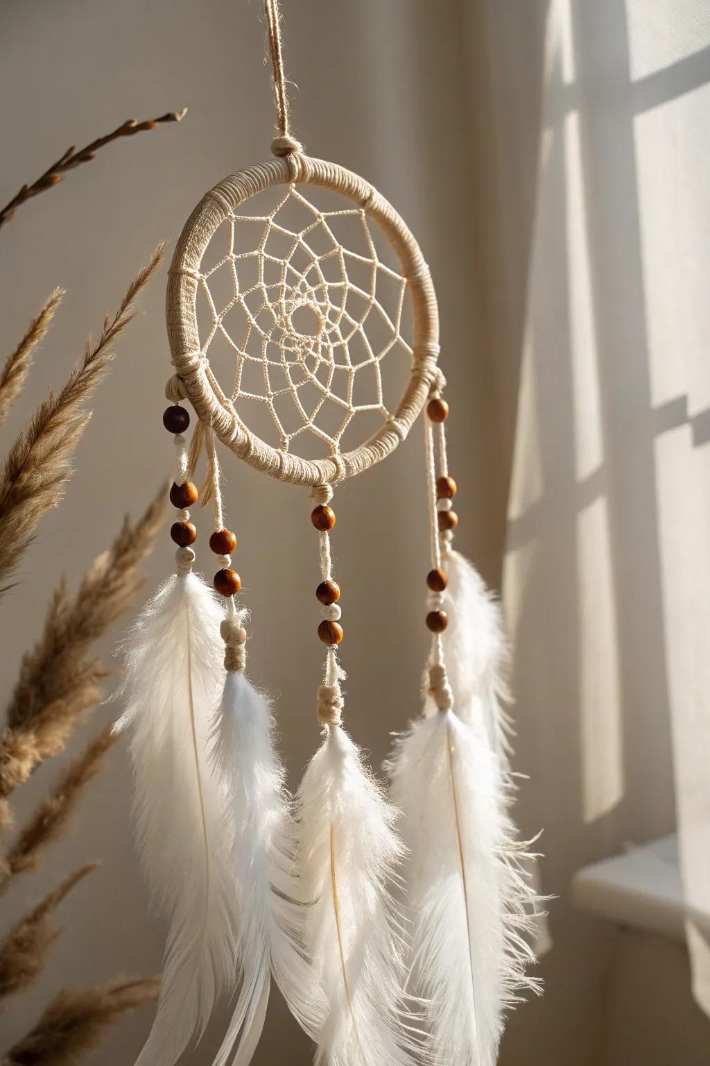 Embrace serenity through a dream catcher that recounts a narrative of tradition and refinement.
