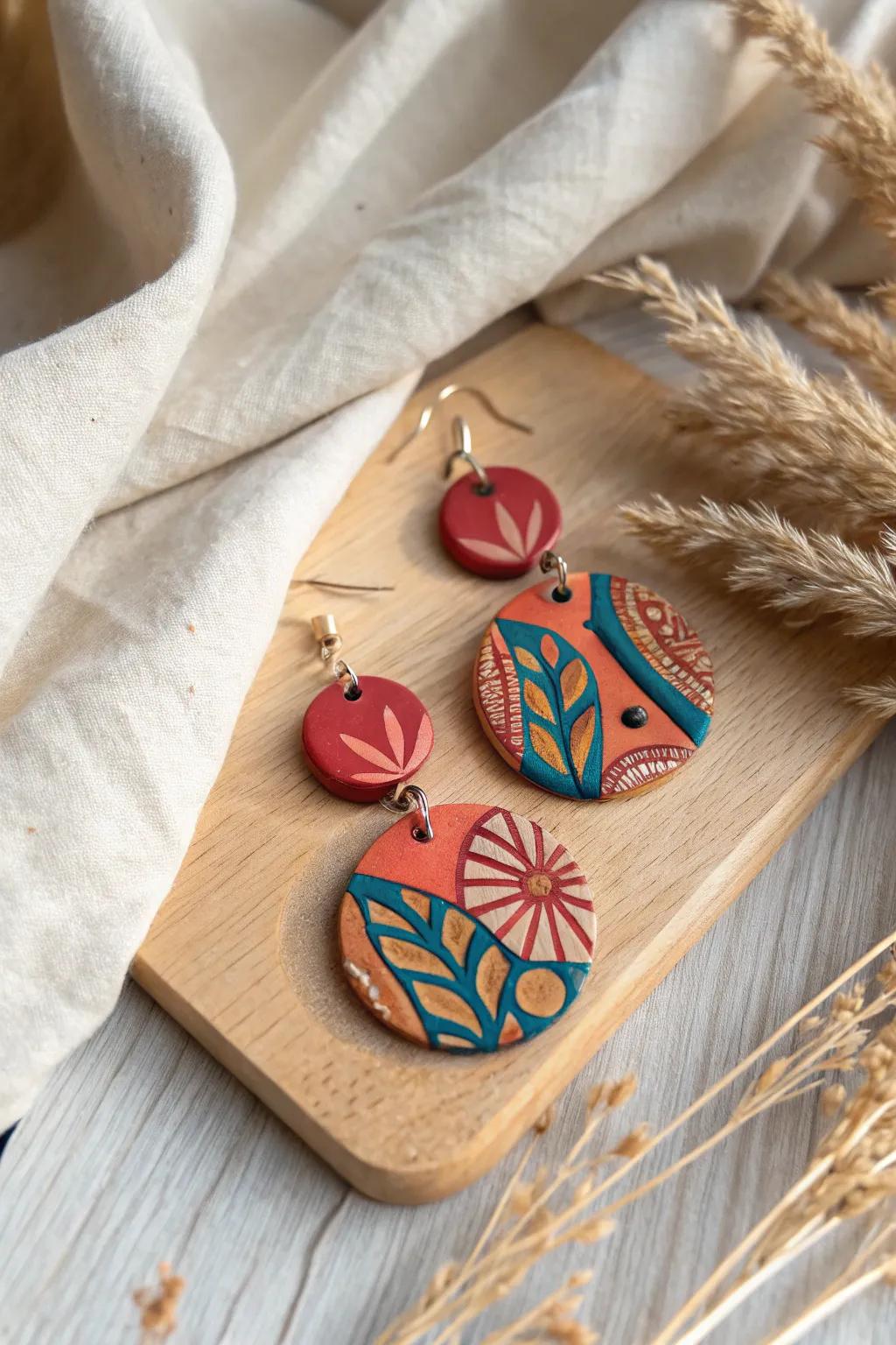 Discover the art of personal expression with handcrafted clay ear ornaments that speak volumes in color and design.