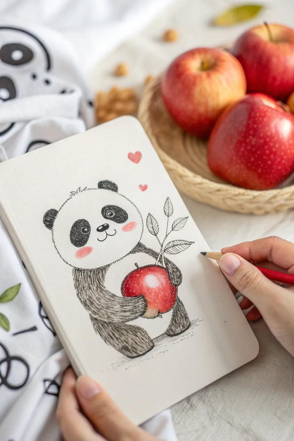 Uncover the charming simplicity of a panda using a burst of color—perfect for incorporating a lively element to your art!