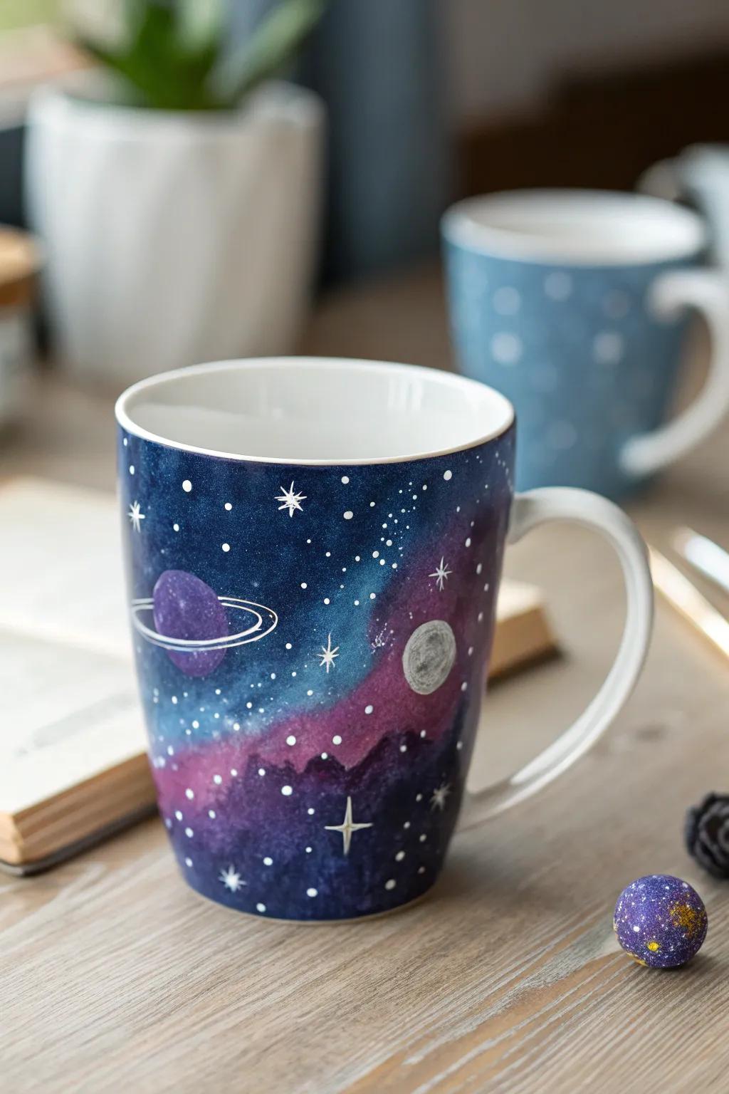 Drink the cosmos: With a hand-painted cosmic galaxy mug, you can elevate your coffee experience.