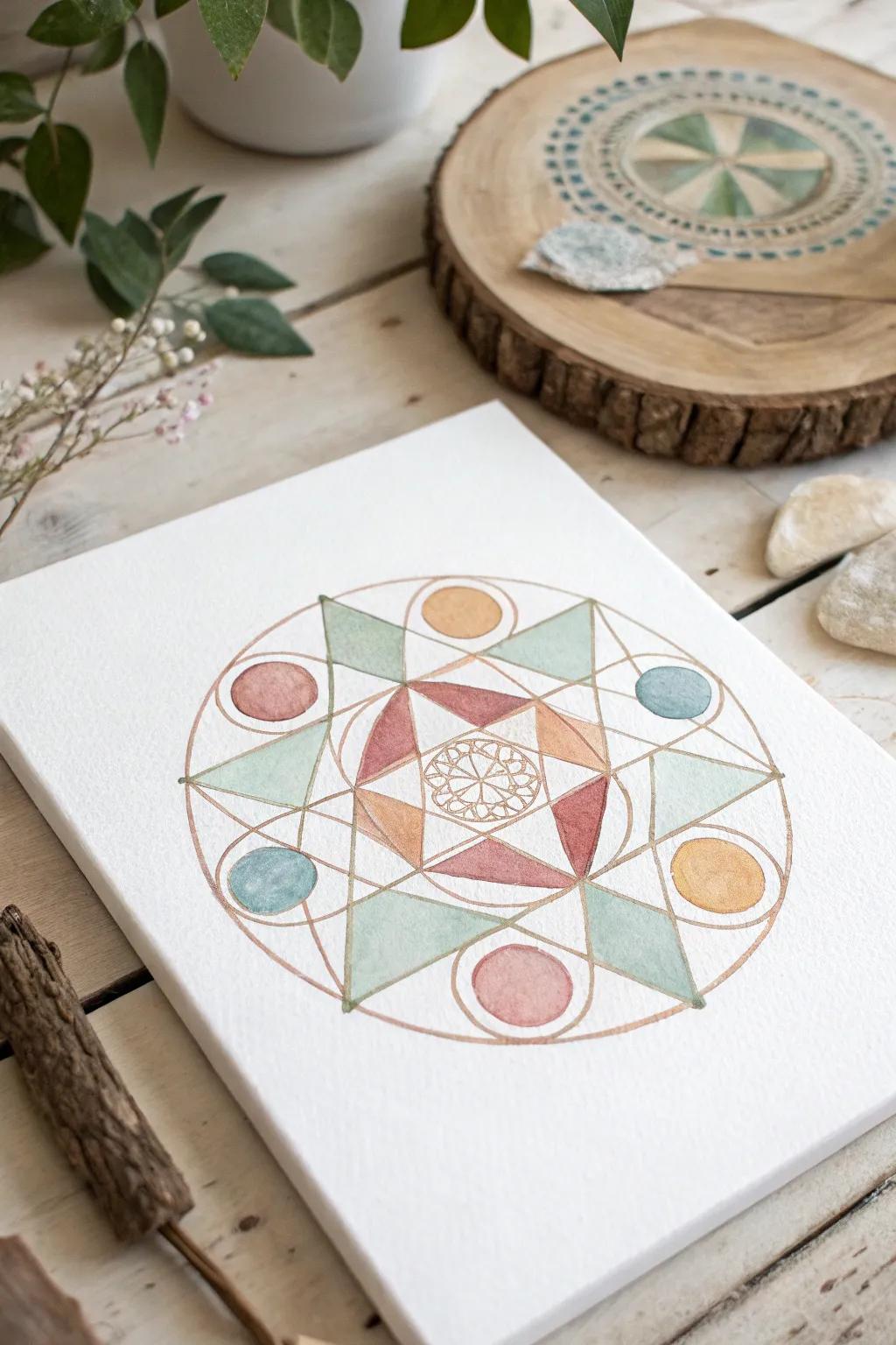 Uncover the artistry of simplicity through contemporary geometric aquarelles.