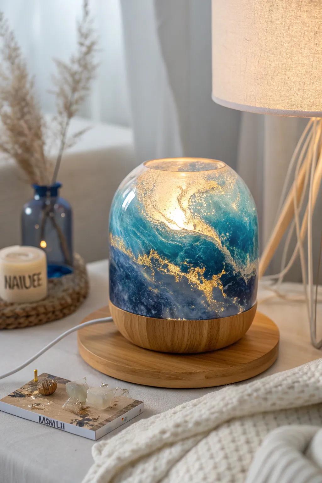 With the captivating glow of a handcrafted resin lamp, you may illuminate your space.