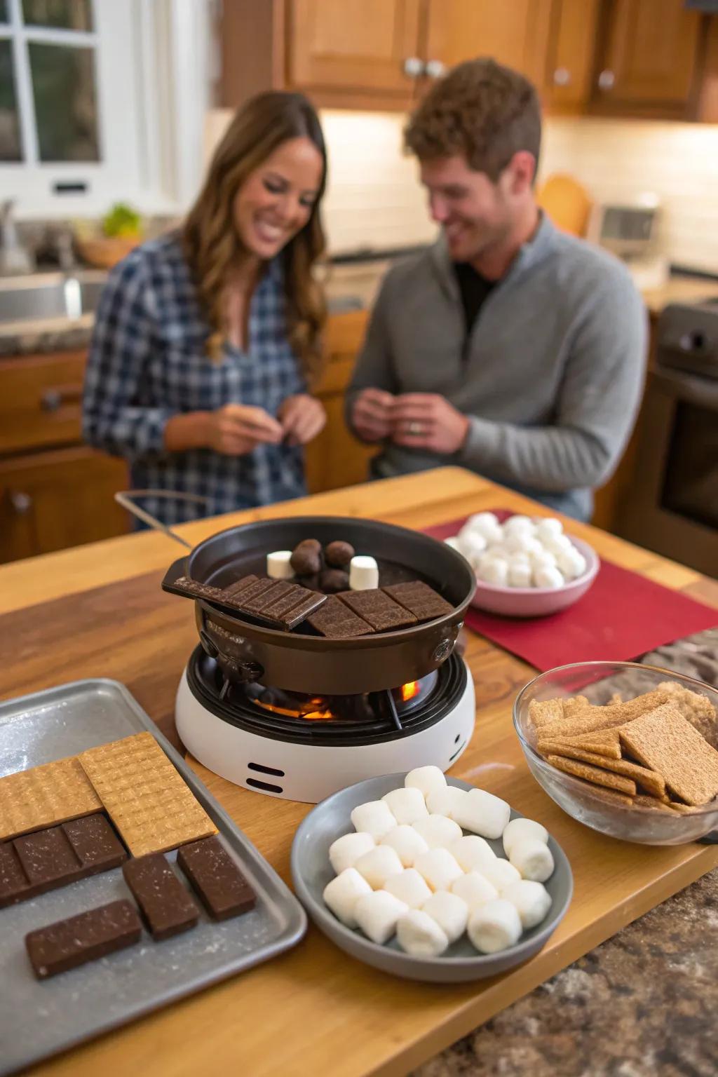 Delight in the sweet familiarity of s'mores enjoyed within your abode.