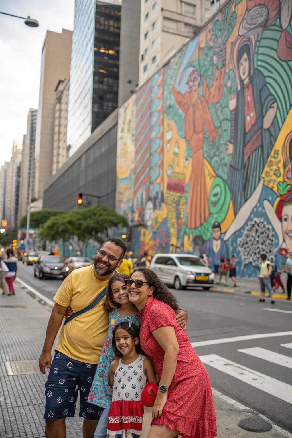 Explore urban settings for a modern family portrait.