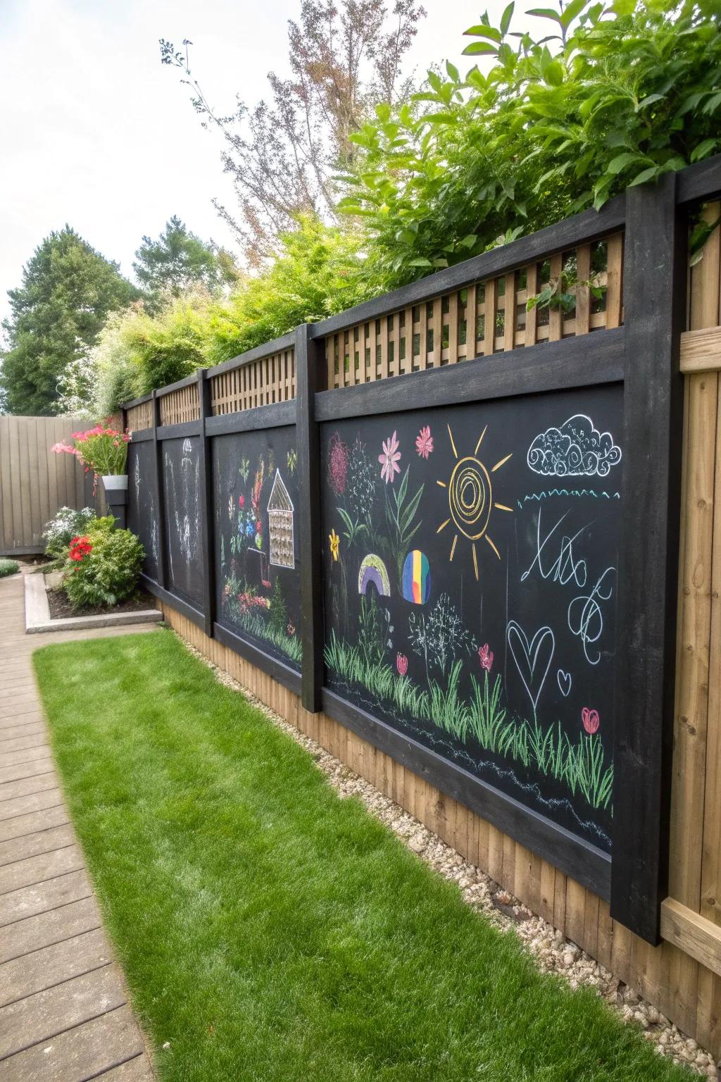 Unleash creativity with a chic writable fence segment, ideal for artistic expressions and playful messages!