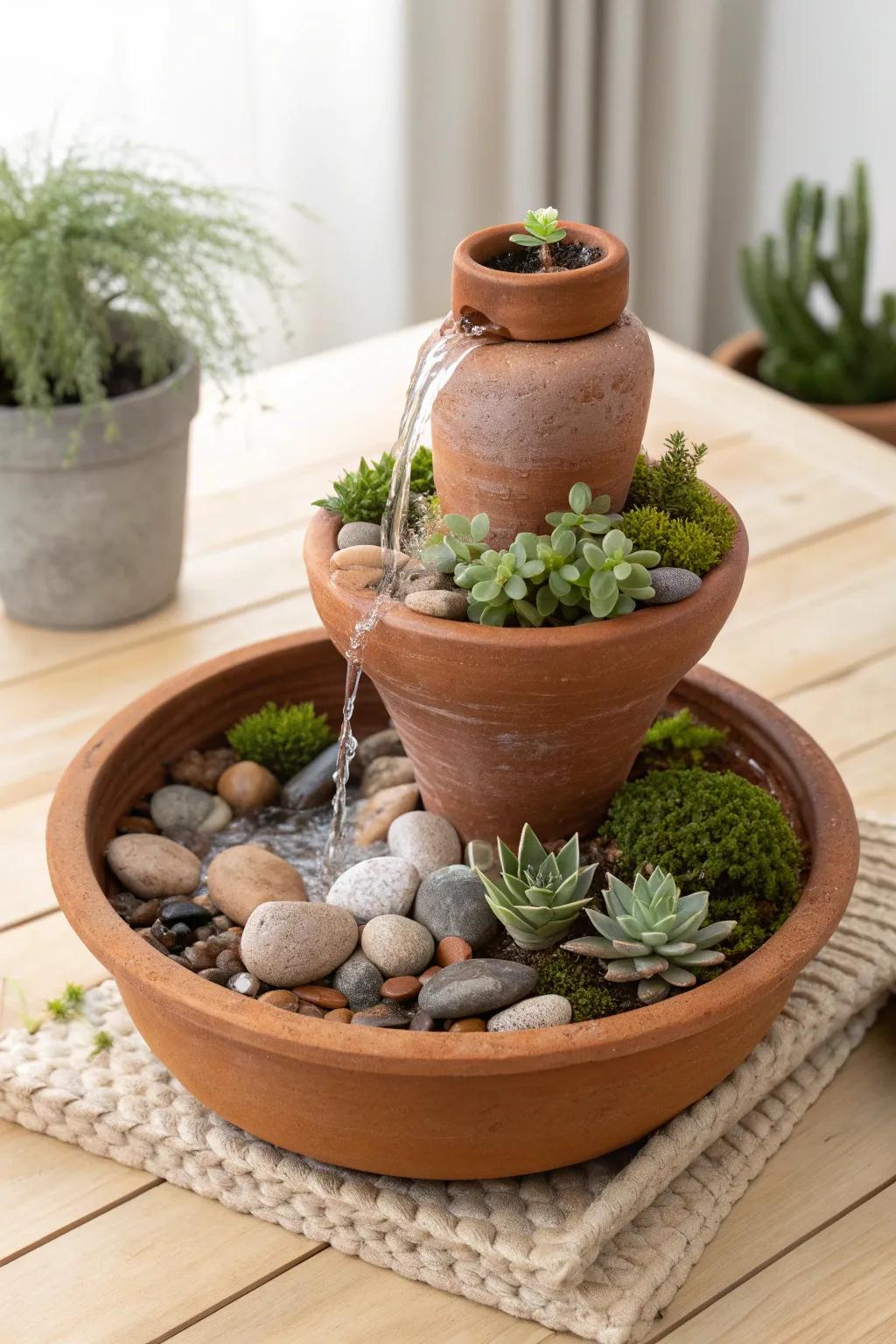 Express your inventiveness through this delightful do-it-yourself flower pot fountain – where Scandinavian minimalism converges with Boho elegance.