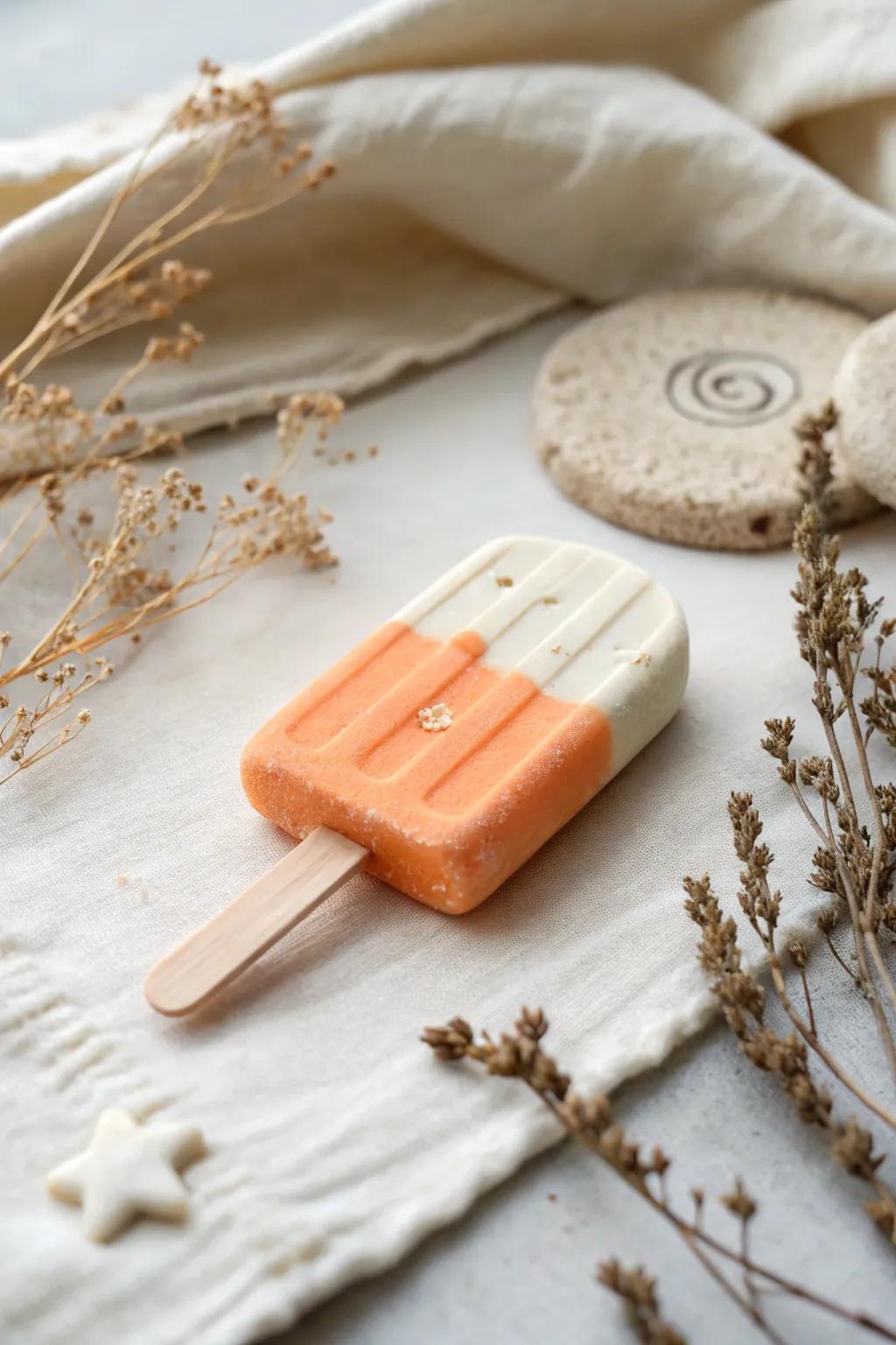 Clay Nostalgia: An Adorable Miniature Creamsicle Displaying a Playful Bite