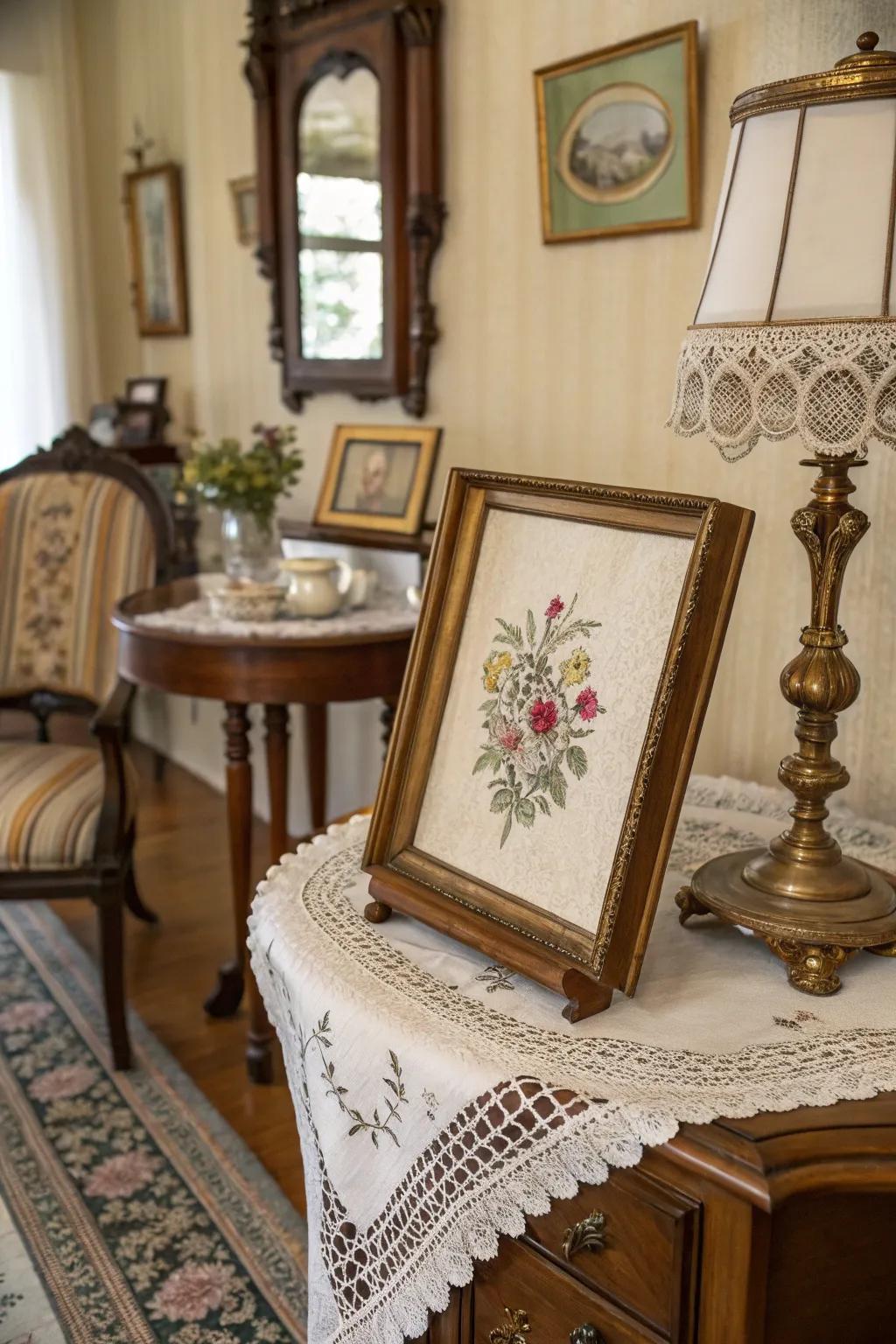 Antique frames add vintage charm and character.