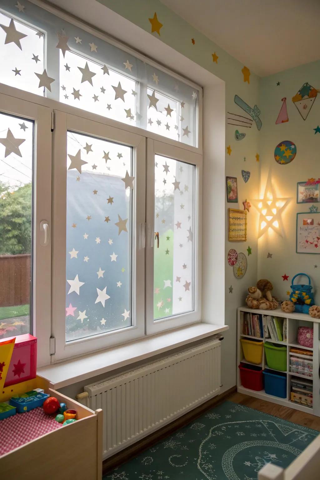 Make kids' spaces magical with playful frosted patterns.