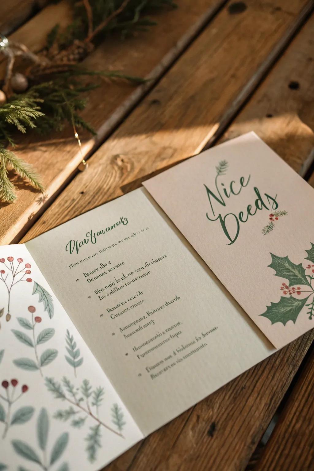 Naughty or Benevolent? This captivating Yuletide card seizes the playful essence of the period with a minimalist hint. Impeccable for devotees of a hearty chuckle and appreciators of the art of simplicity.