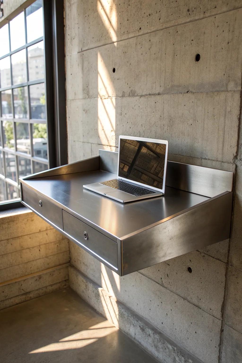 Enhance your workspace with a minimalist floating desk – the perfect blend of style and functionality.