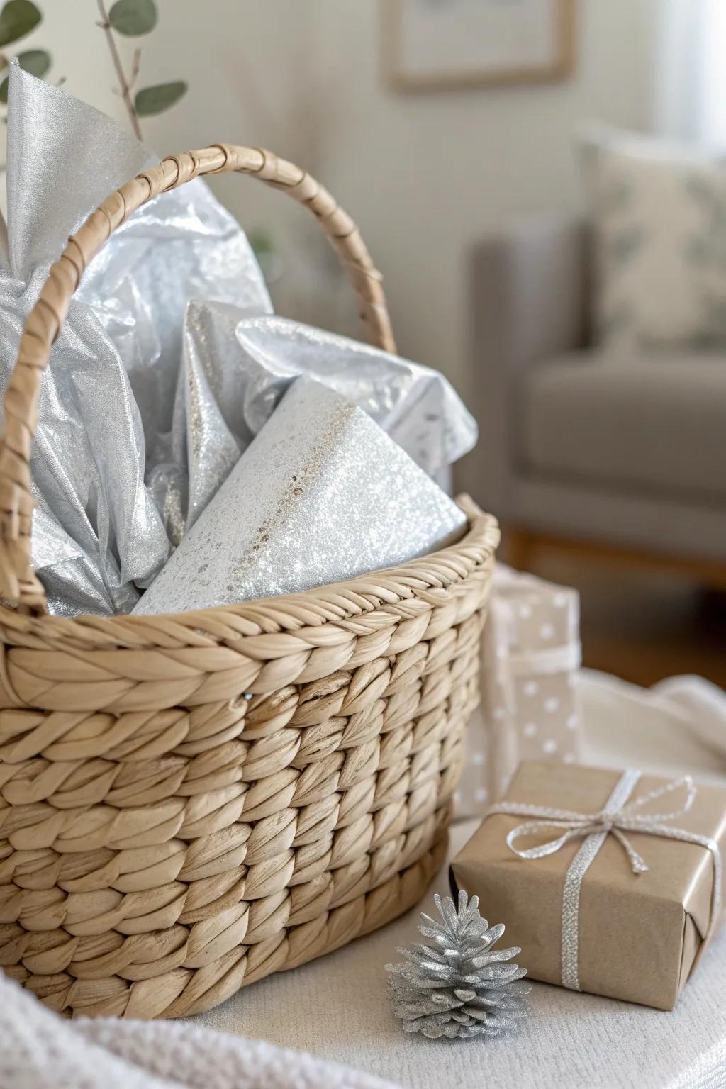 Introduce a touch of holiday magic with shimmering silver paper adornments.