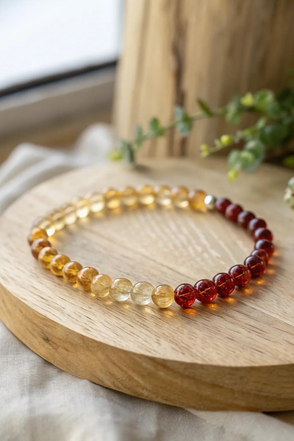 Experience the warmth of eventide with this gorgeous bead bracelet, a harmonious blend of refinement and natural allure.