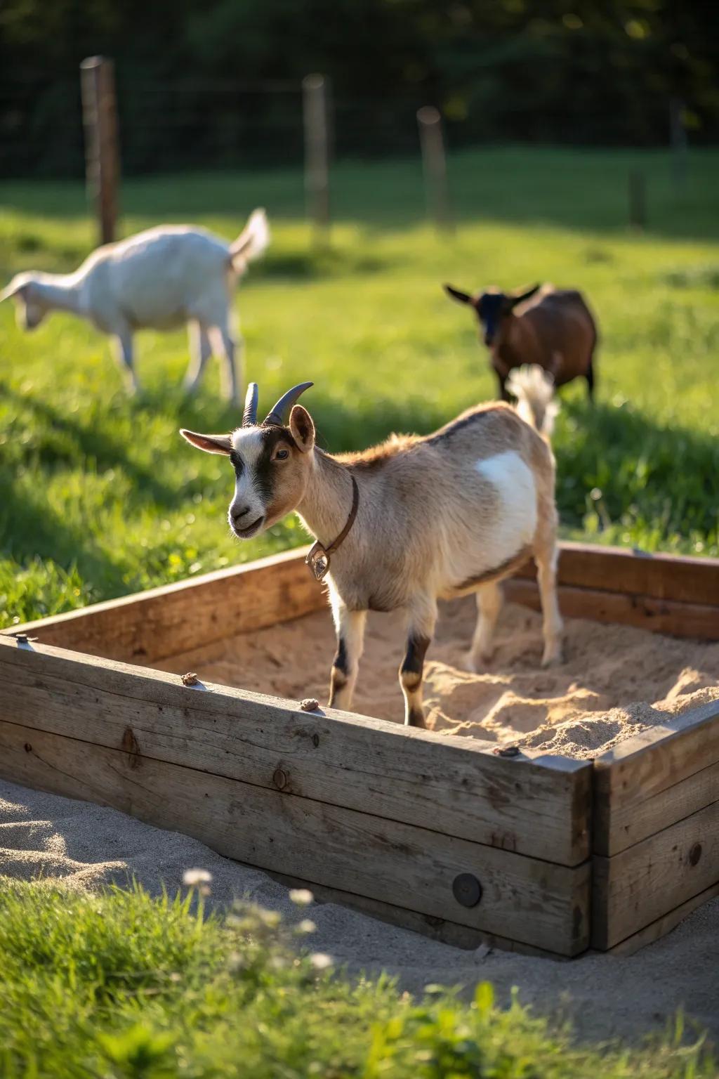 Goats at play: Where countryside charm meets playful curiosity.