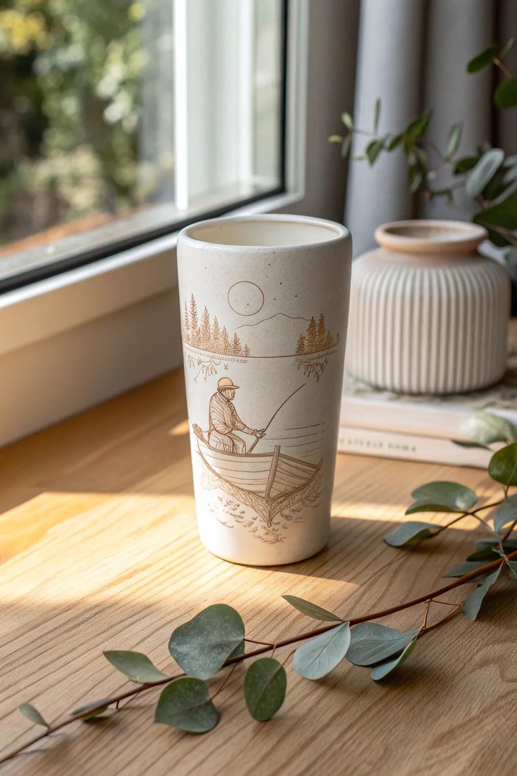 Sip in flair with a hint of nostalgia. This tailored graphic drink vessel revitalizes treasured reminiscences.