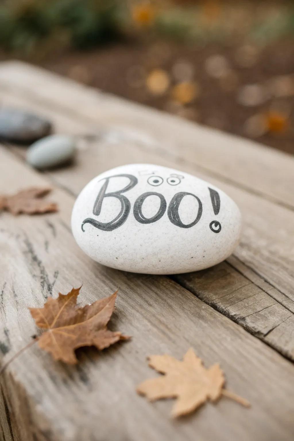 Incorporate a playful flourish to your All Hallow's Eve ornamentation using minimalist stone artistry that communicates volumes!