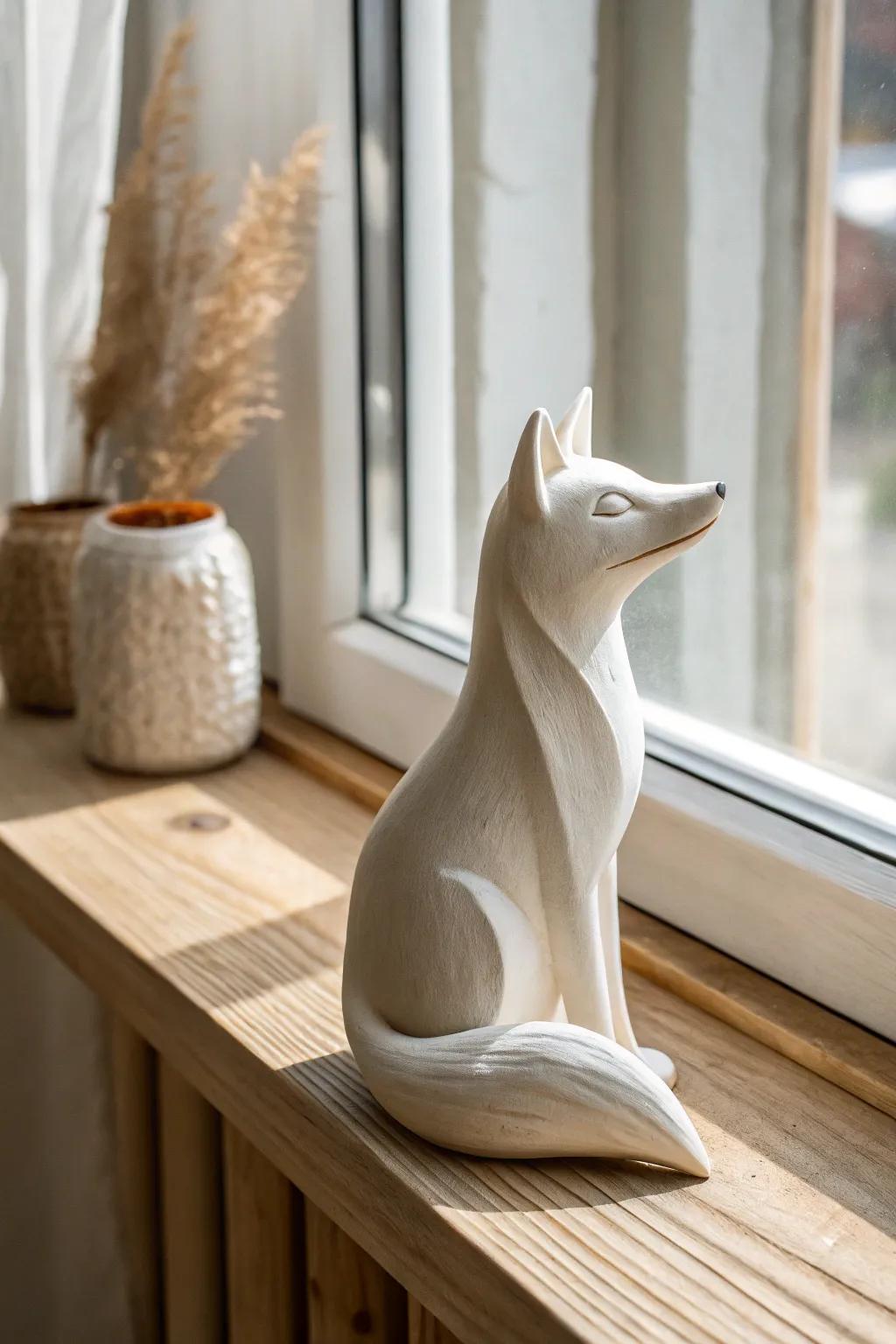 Enchanting Minimalist Fox: A flawless convergence of Scandinavian finesse and Boho allure for your shelf.